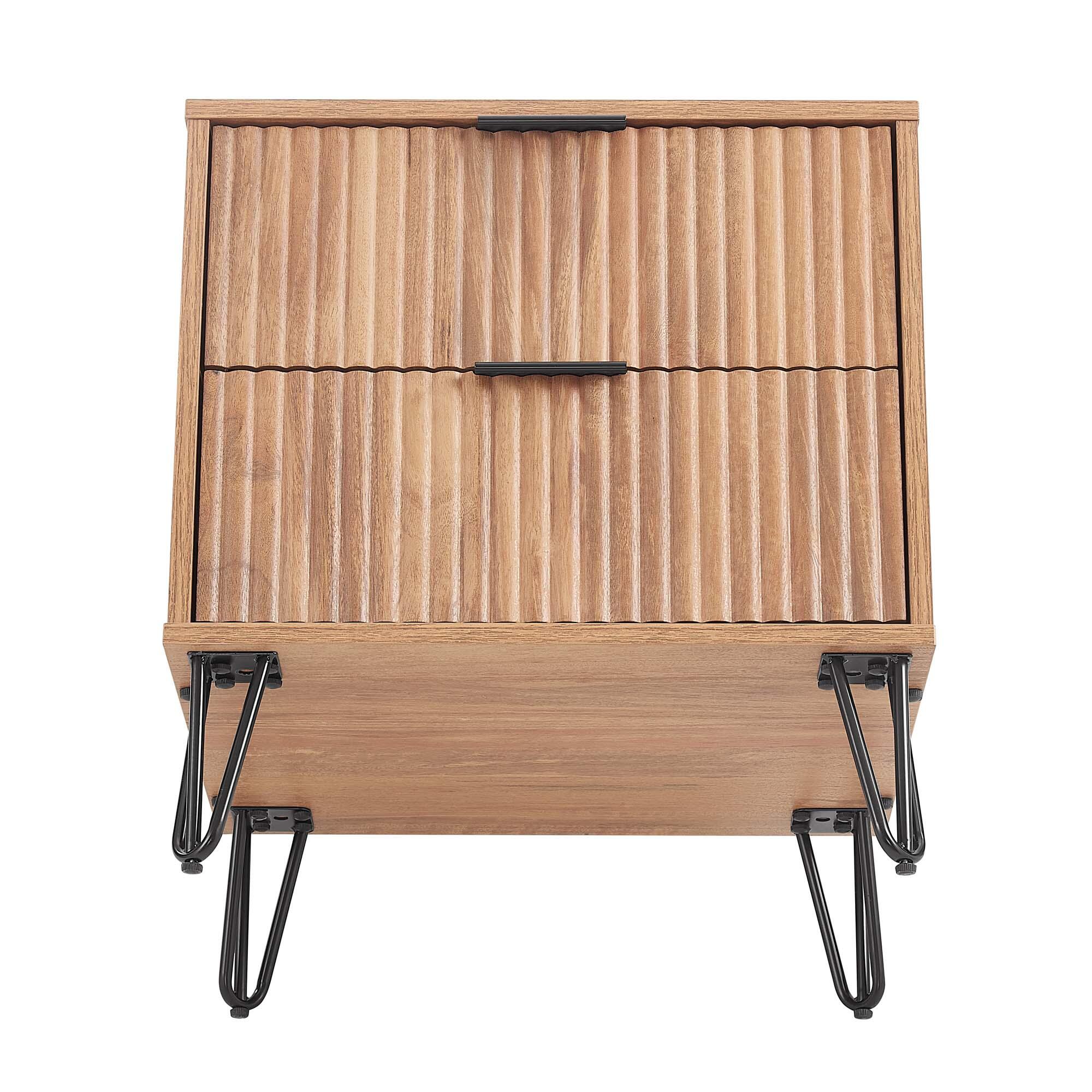 Manhattan Comfort DUMBO 20" 2 Drawer Nightstand, Golden Brown, large