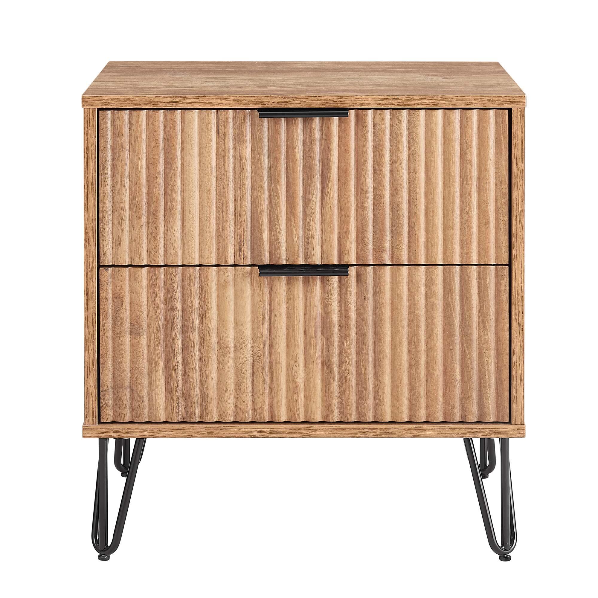 Manhattan Comfort DUMBO 20" 2 Drawer Nightstand, Golden Brown, large