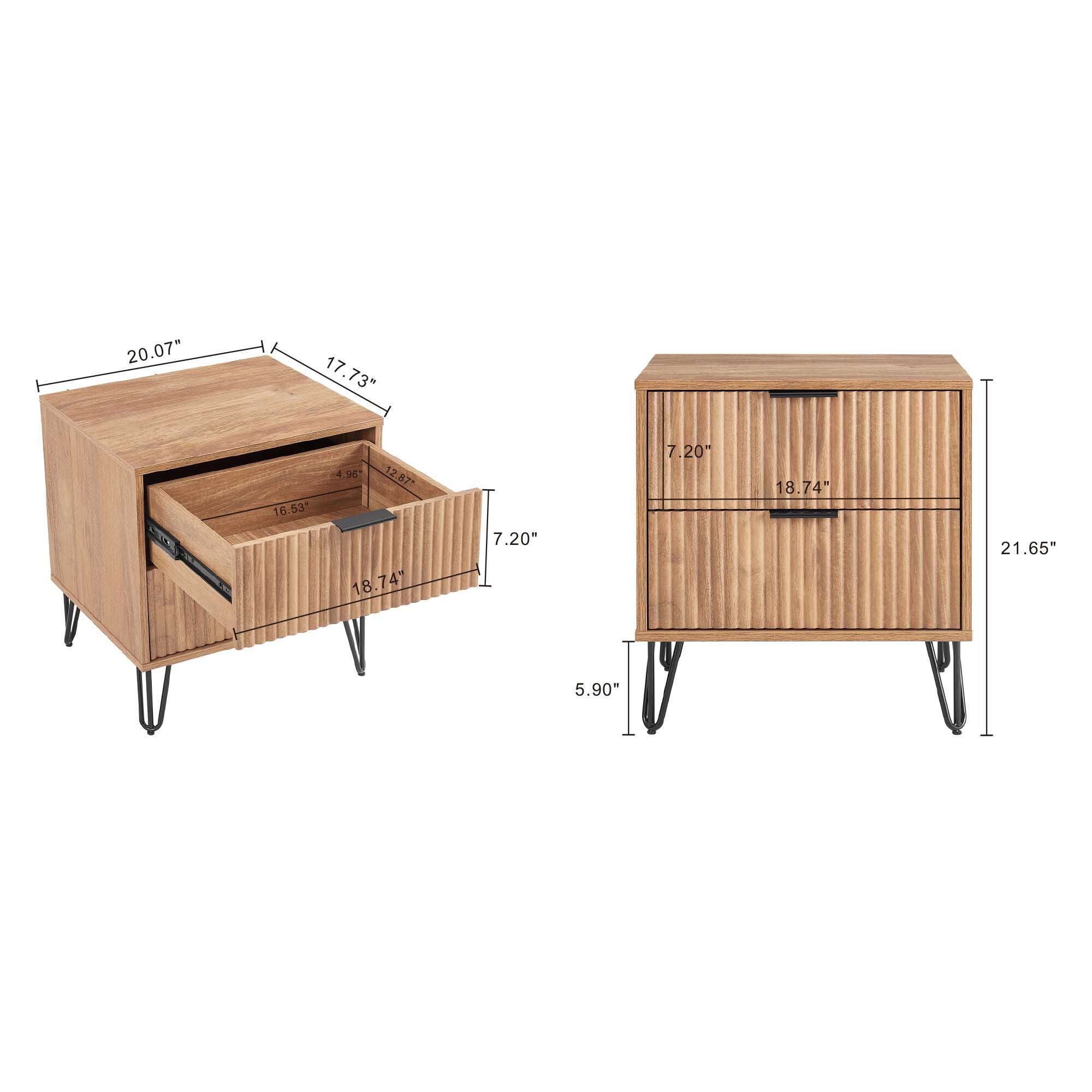Manhattan Comfort DUMBO 20" 2 Drawer Nightstand, Golden Brown, large