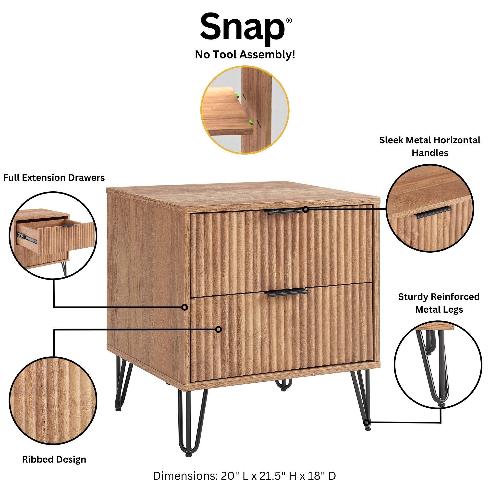 Manhattan Comfort DUMBO 20" 2 Drawer Nightstand, Golden Brown, large