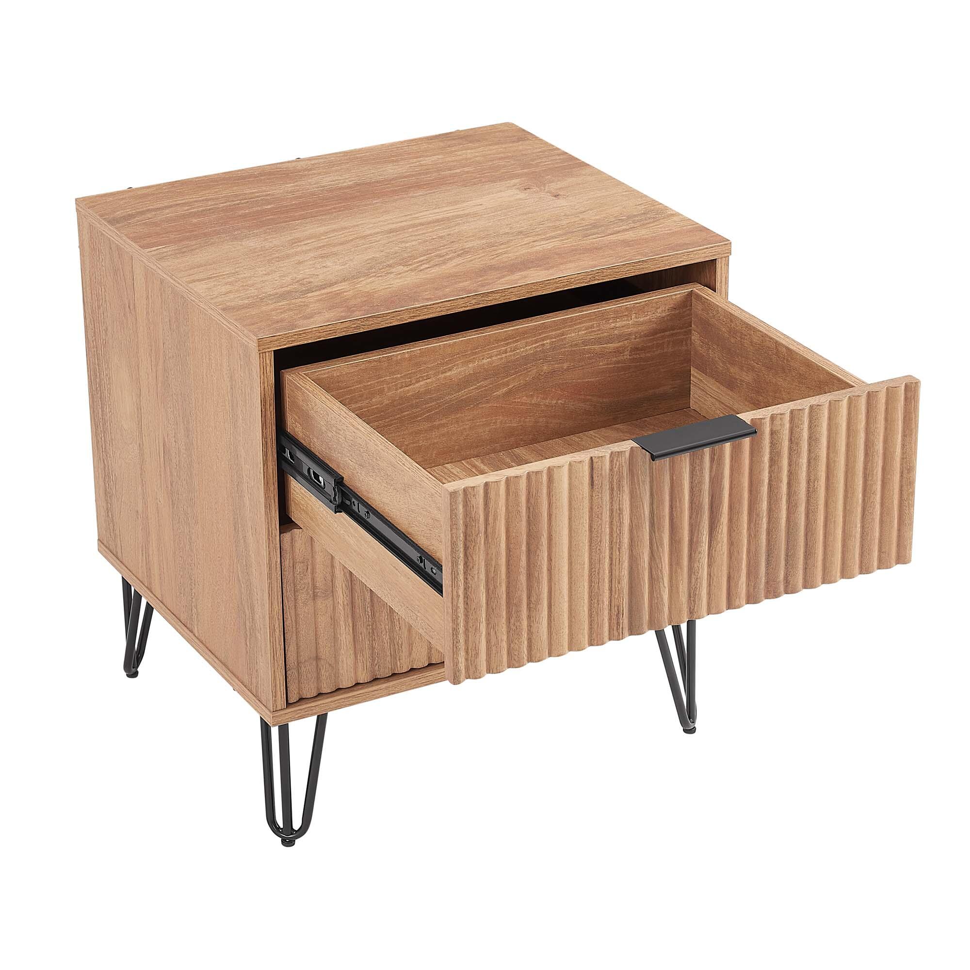 Manhattan Comfort DUMBO 20" 2 Drawer Nightstand, Golden Brown, large