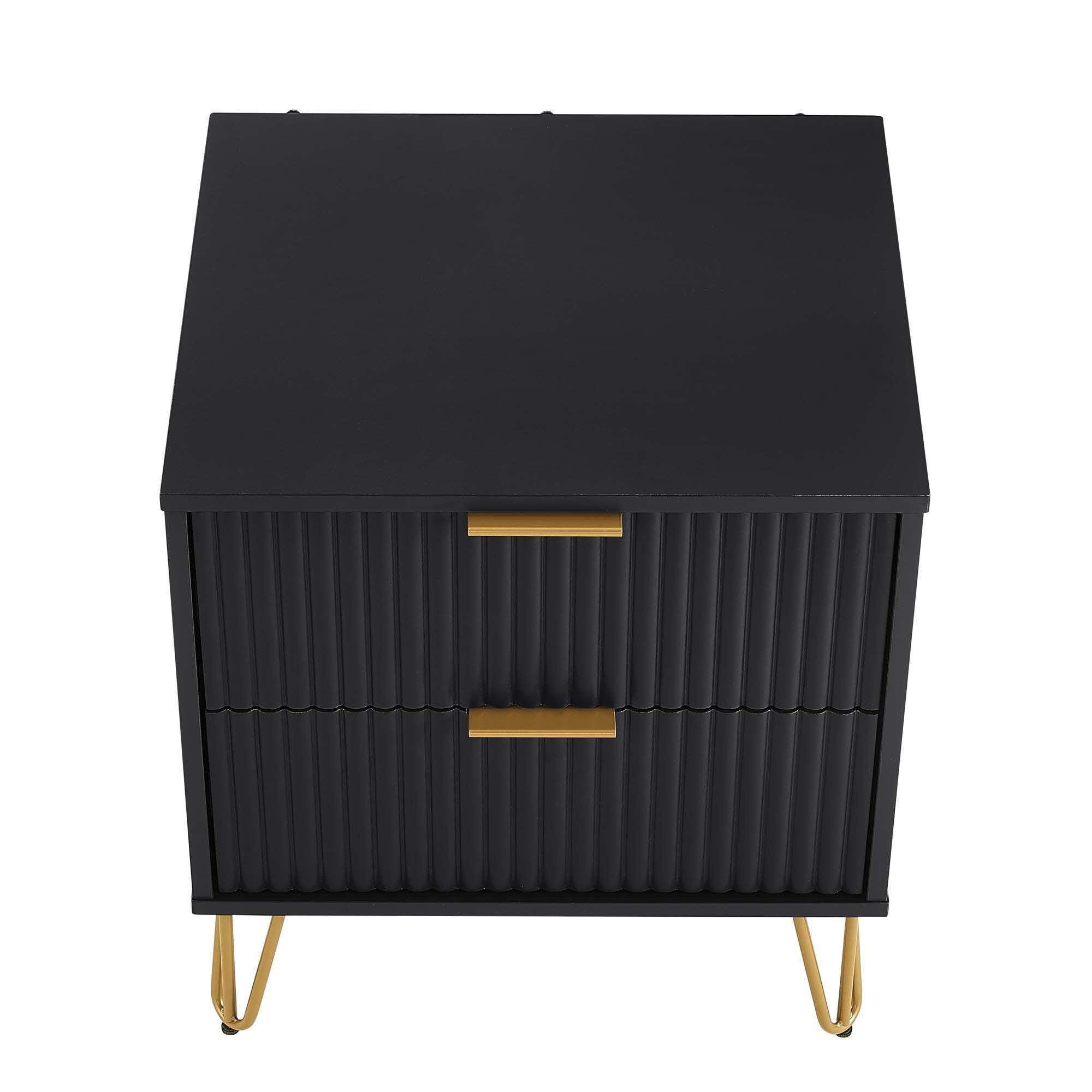 Manhattan Comfort DUMBO 20" 2 Drawer Nightstand, Black, large