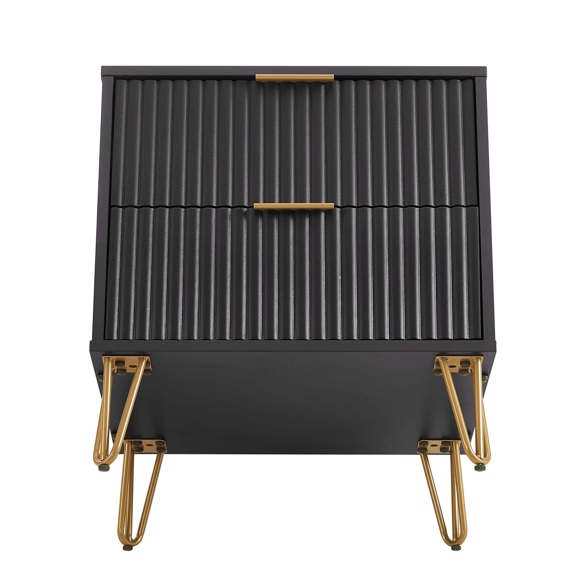 Manhattan Comfort DUMBO 20" 2 Drawer Nightstand, Black, large