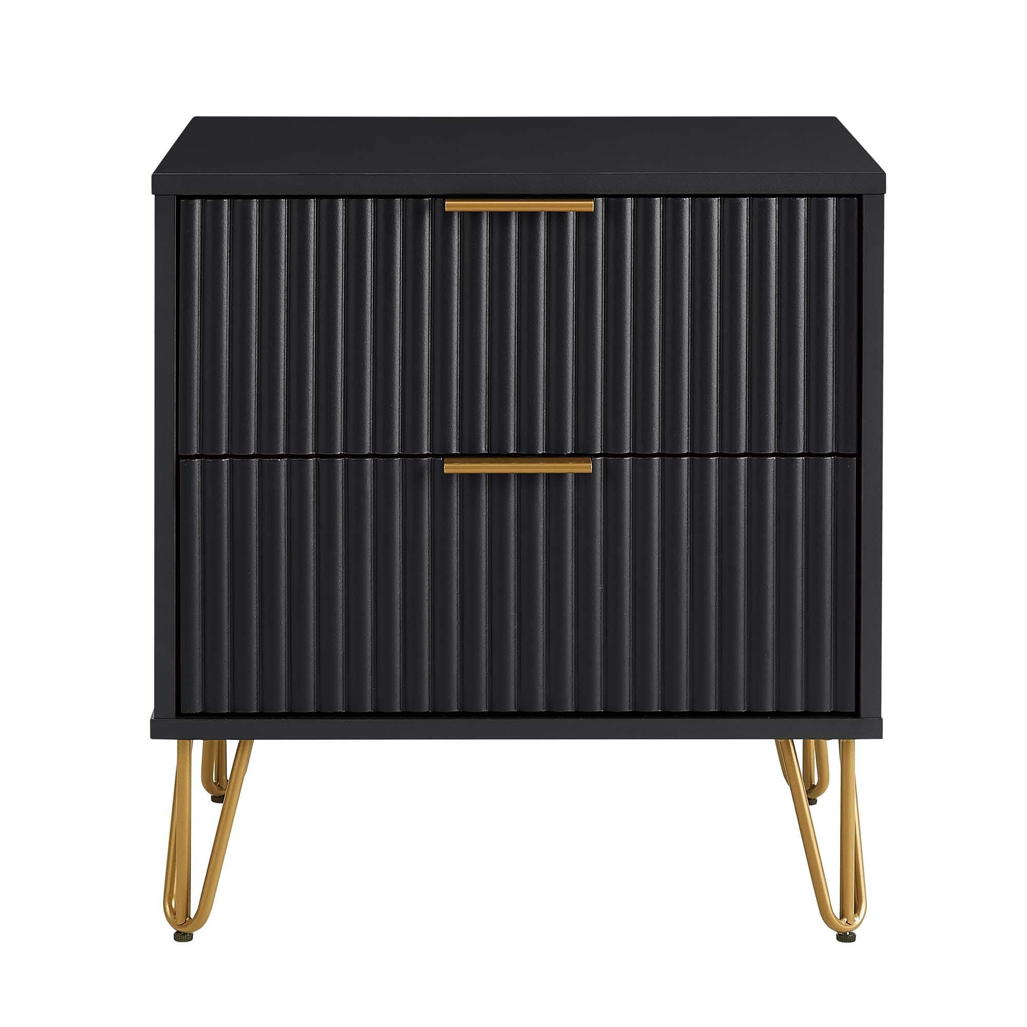 Manhattan Comfort DUMBO 20" 2 Drawer Nightstand, Black, large