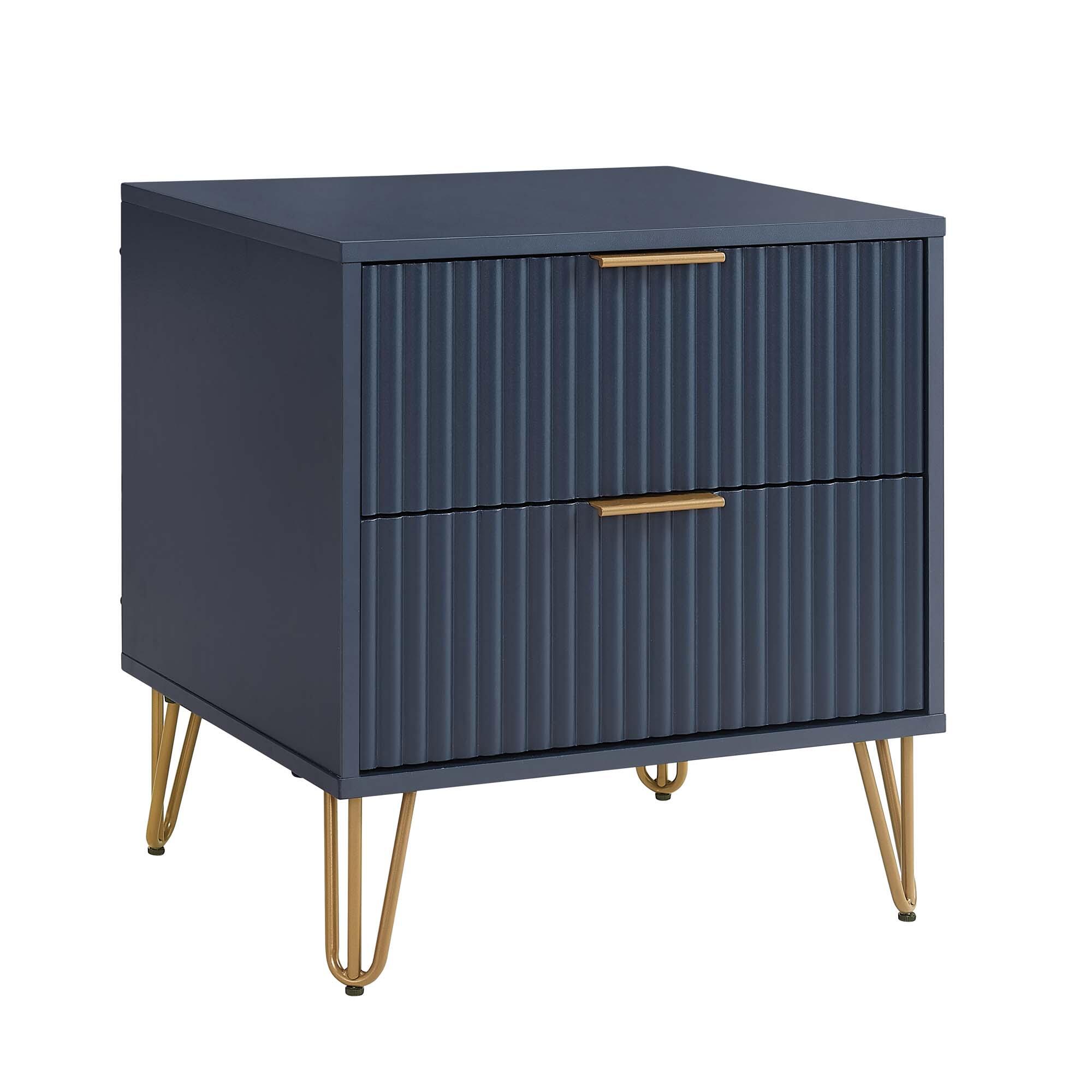 Manhattan Comfort DUMBO 20" 2 Drawer Nightstand, Midnight Blue, large