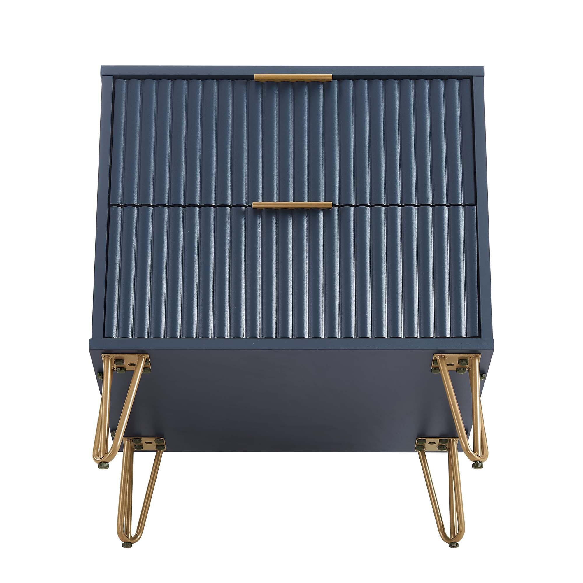 Manhattan Comfort DUMBO 20" 2 Drawer Nightstand, Midnight Blue, large
