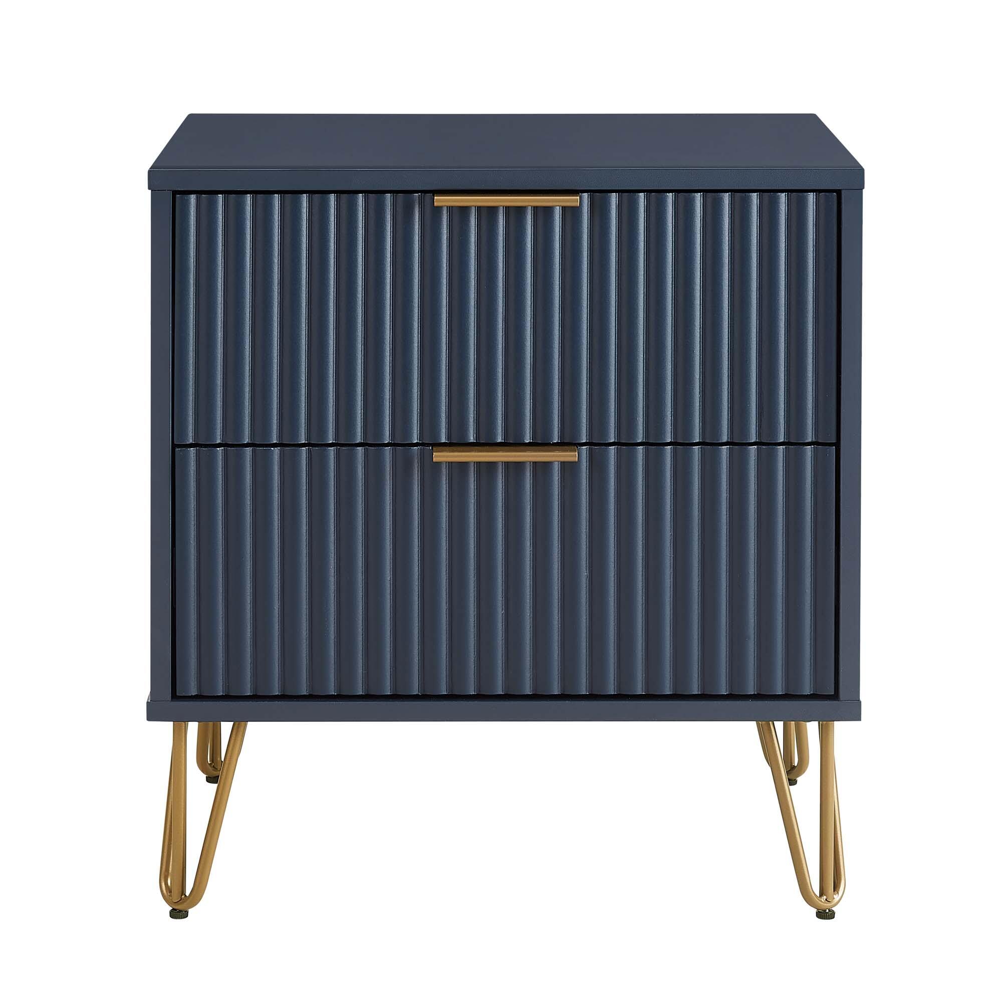 Manhattan Comfort DUMBO 20" 2 Drawer Nightstand, Midnight Blue, large