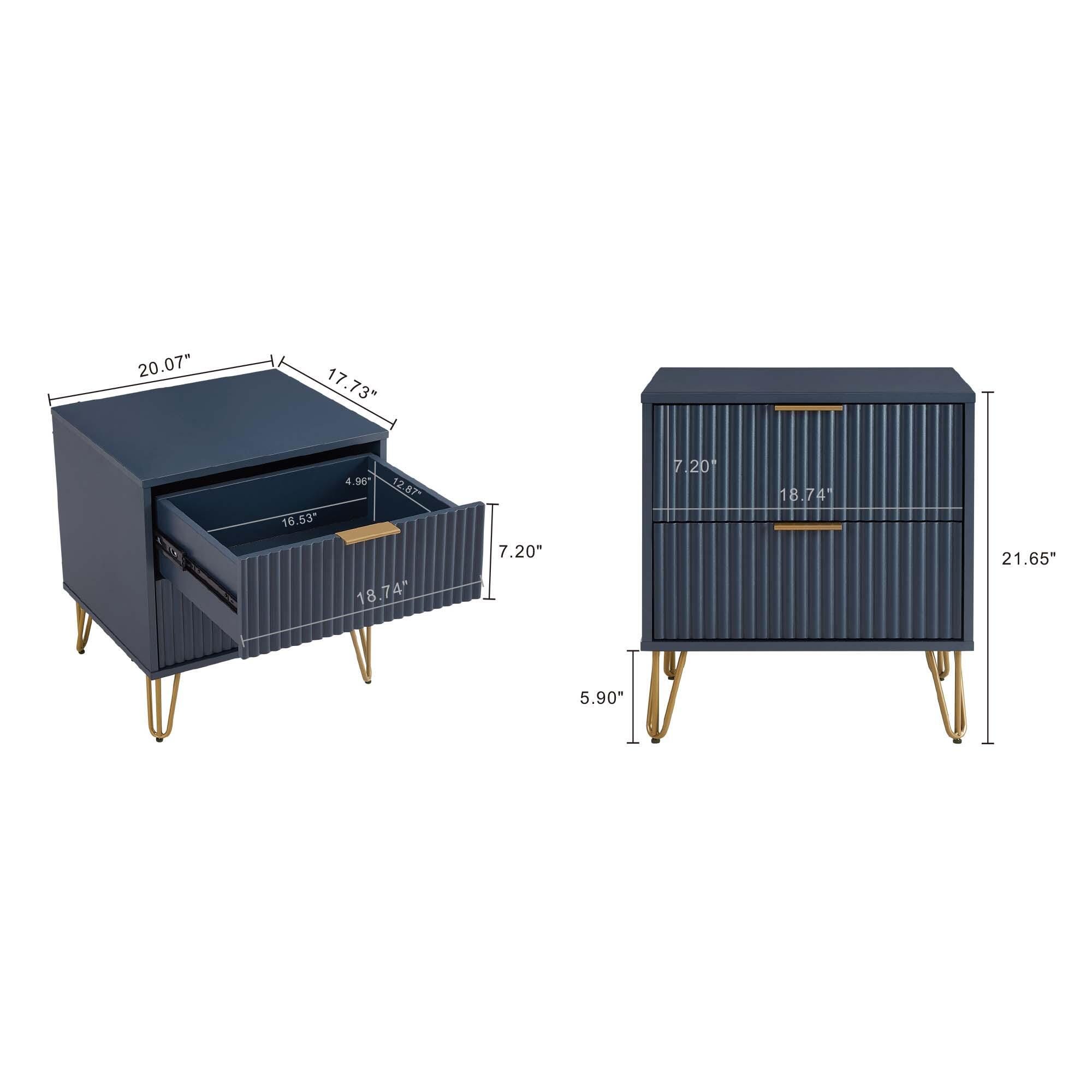 Manhattan Comfort DUMBO 20" 2 Drawer Nightstand, Midnight Blue, large