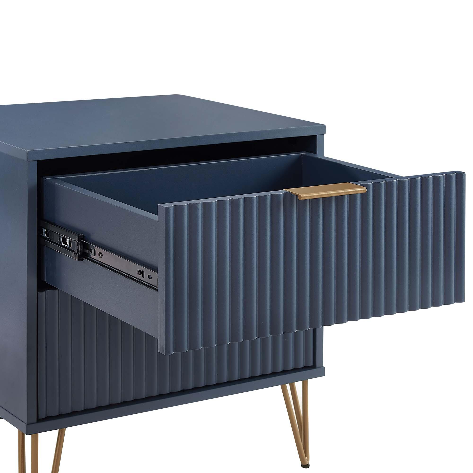 Manhattan Comfort DUMBO 20" 2 Drawer Nightstand, Midnight Blue, large