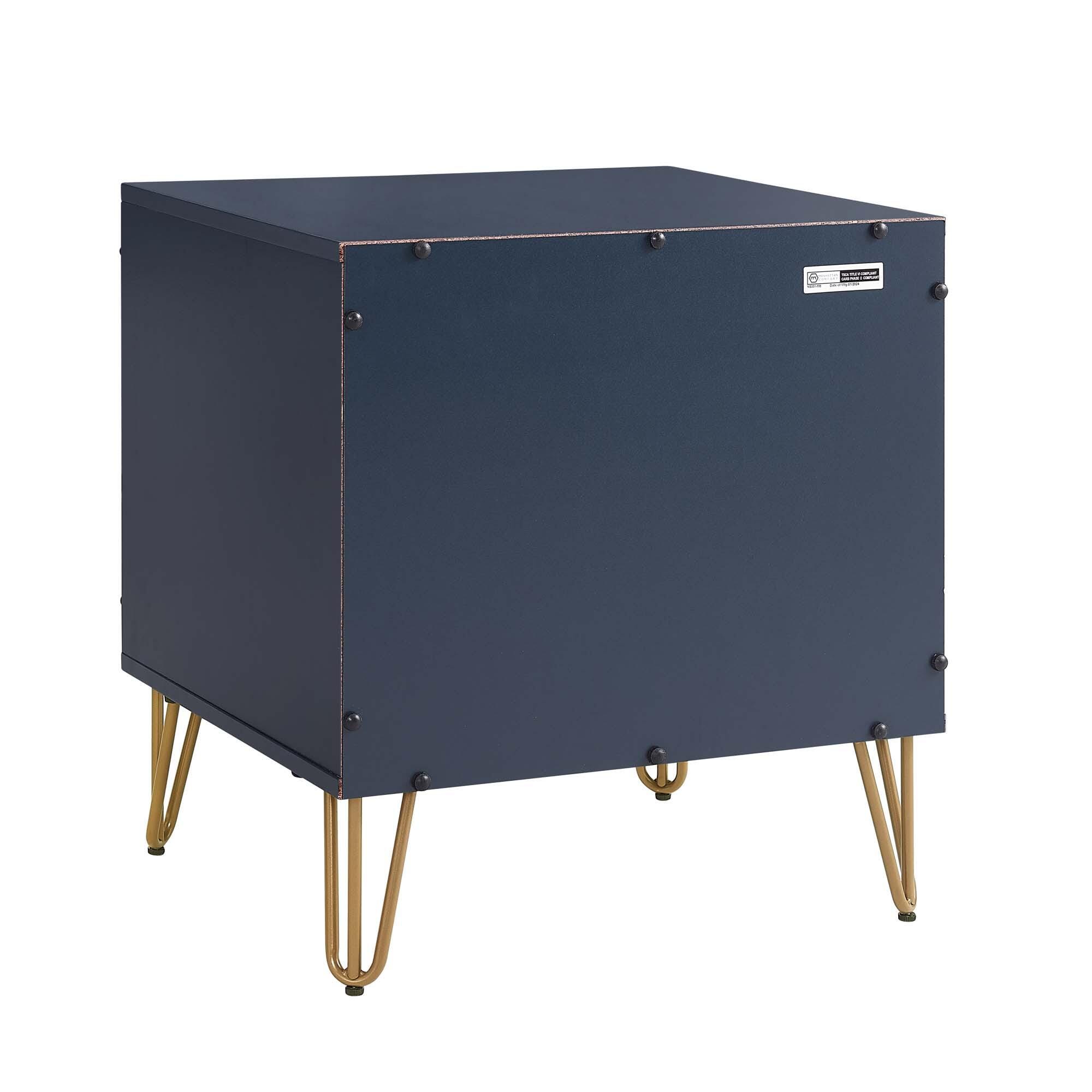 Manhattan Comfort DUMBO 20" 2 Drawer Nightstand, Midnight Blue, large