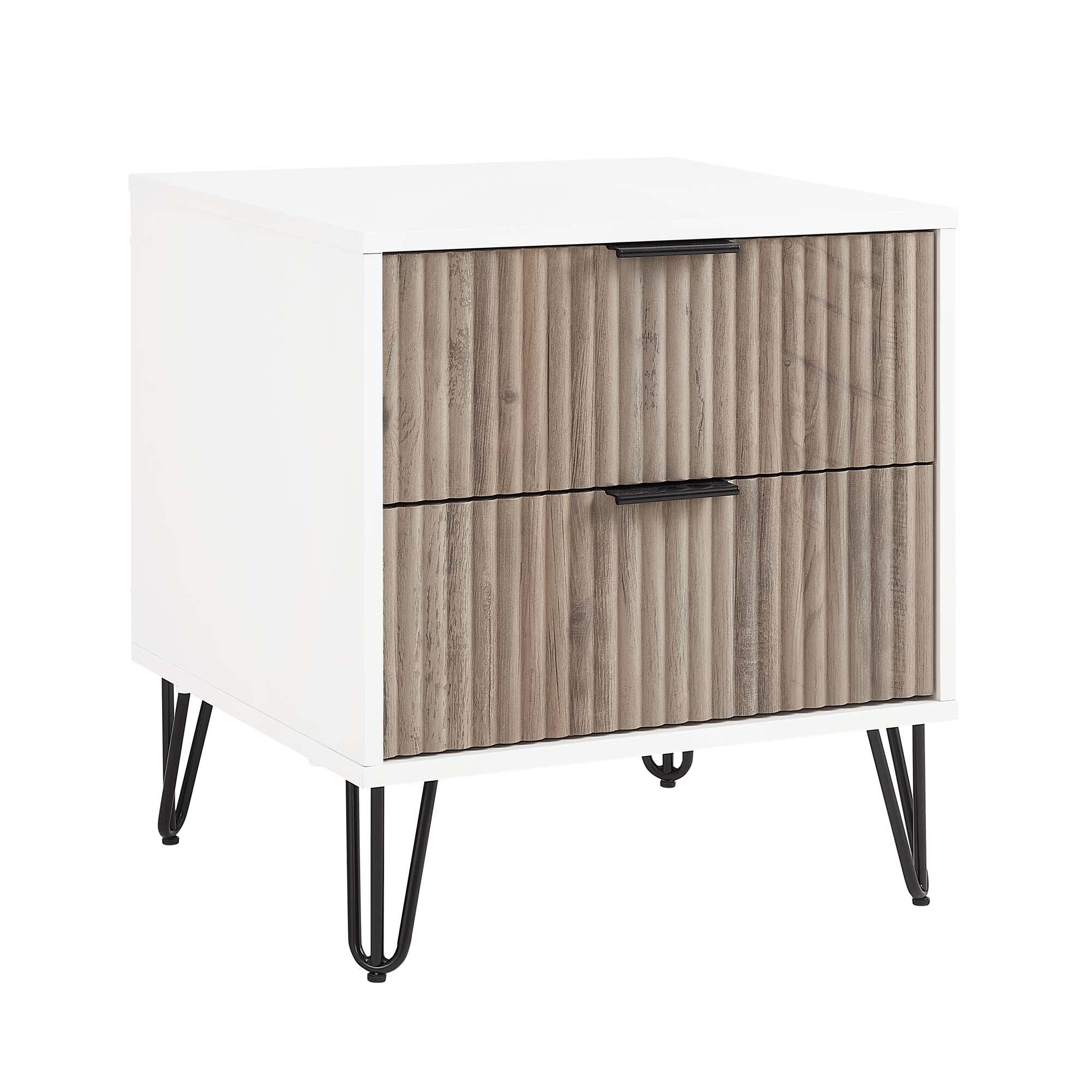 Manhattan Comfort DUMBO 20" 2 Drawer Nightstand, White/Rustic Gray, large