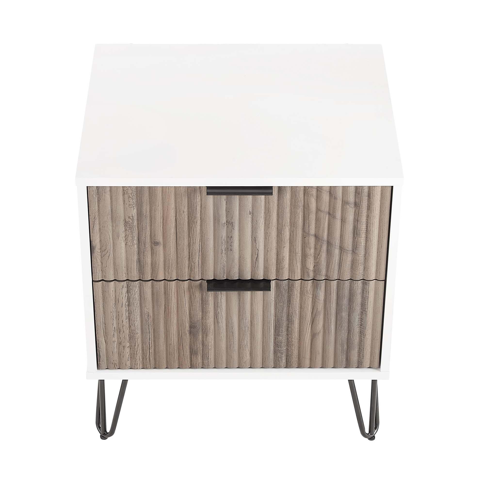 Manhattan Comfort DUMBO 20" 2 Drawer Nightstand, White/Rustic Gray, large