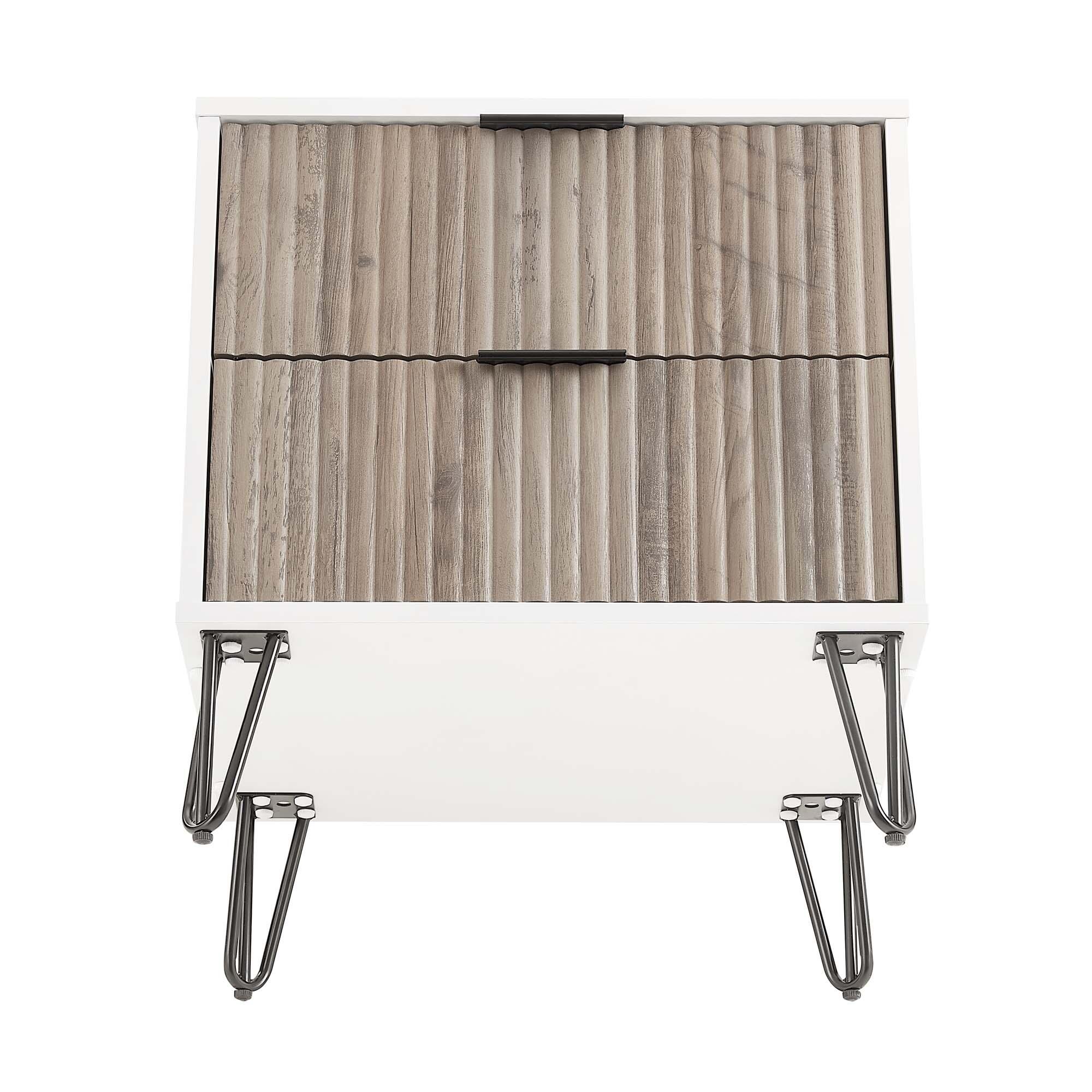 Manhattan Comfort DUMBO 20" 2 Drawer Nightstand, White/Rustic Gray, large