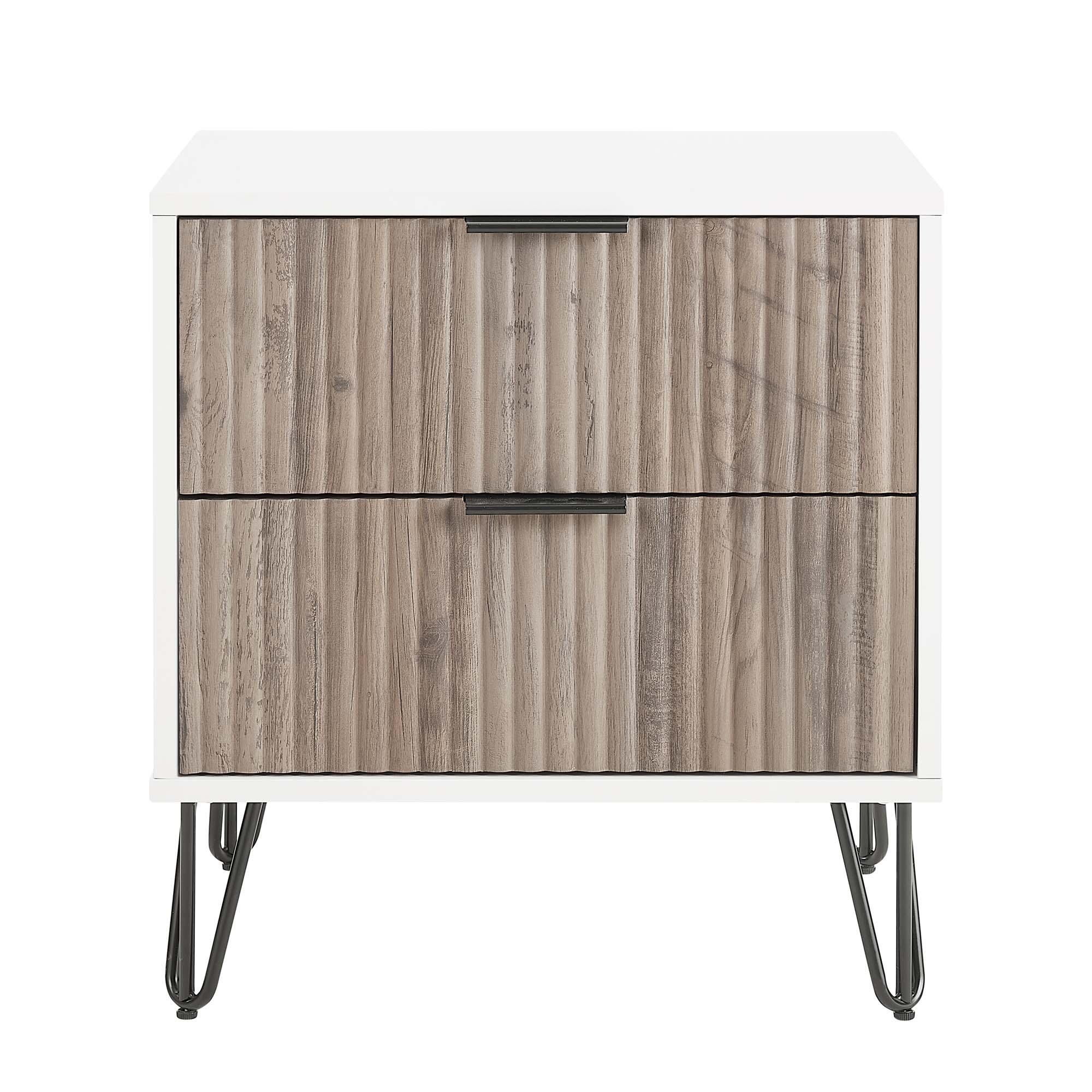Manhattan Comfort DUMBO 20" 2 Drawer Nightstand, White/Rustic Gray, large