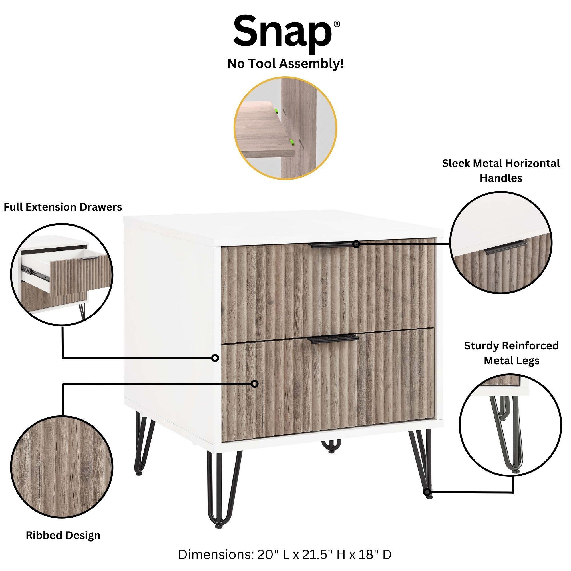 Manhattan Comfort DUMBO 20" 2 Drawer Nightstand, White/Rustic Gray, large