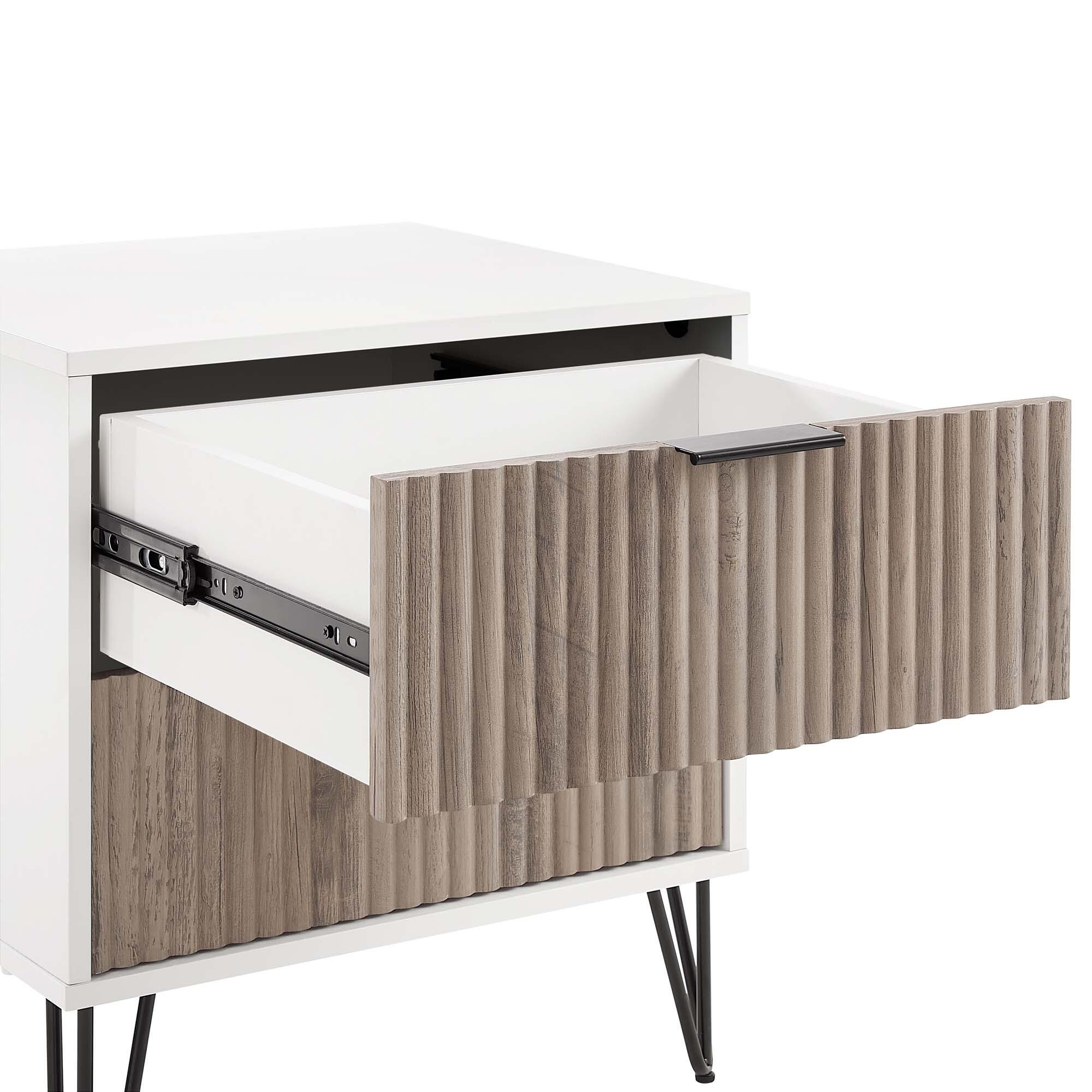 Manhattan Comfort DUMBO 20" 2 Drawer Nightstand, White/Rustic Gray, large