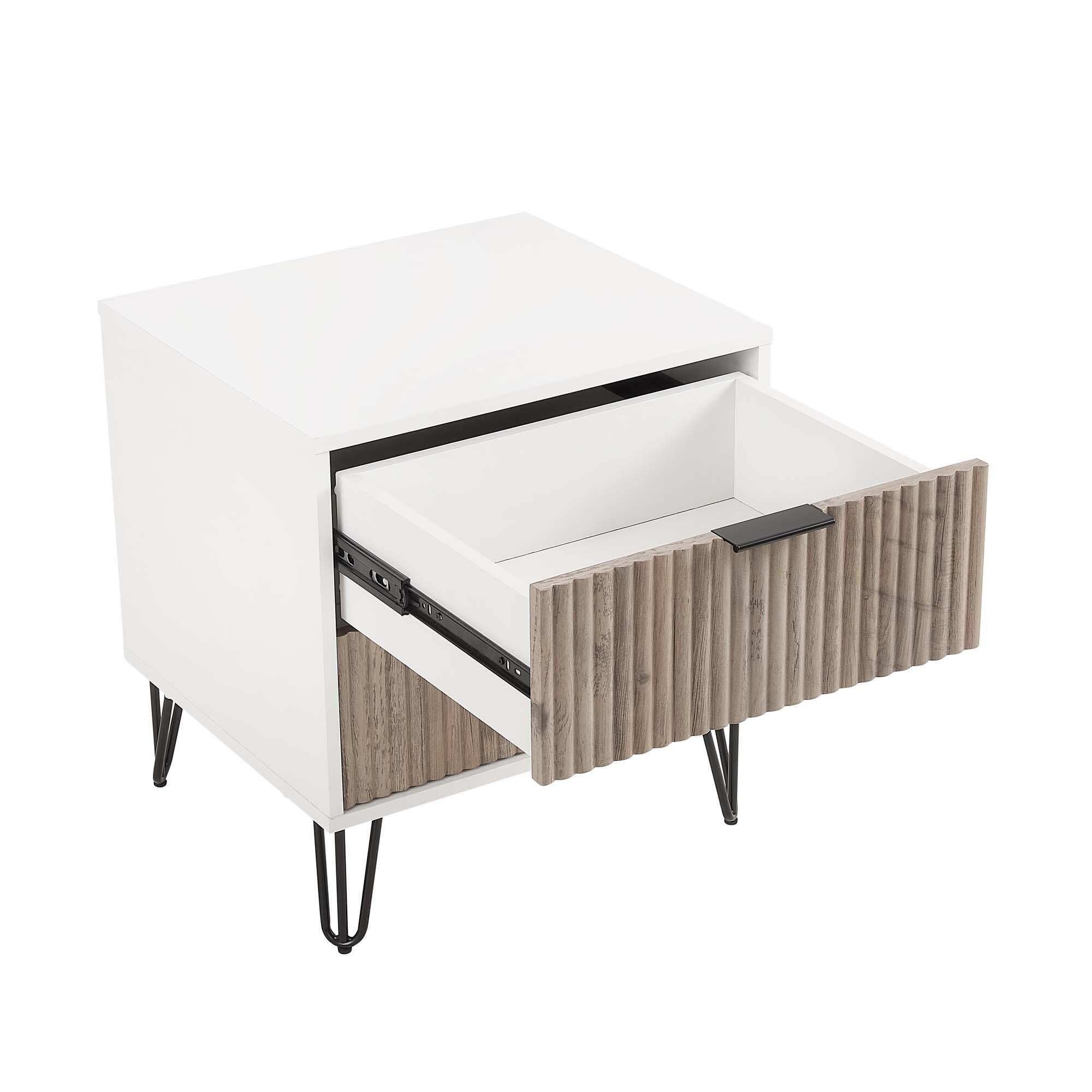 Manhattan Comfort DUMBO 20" 2 Drawer Nightstand, White/Rustic Gray, large