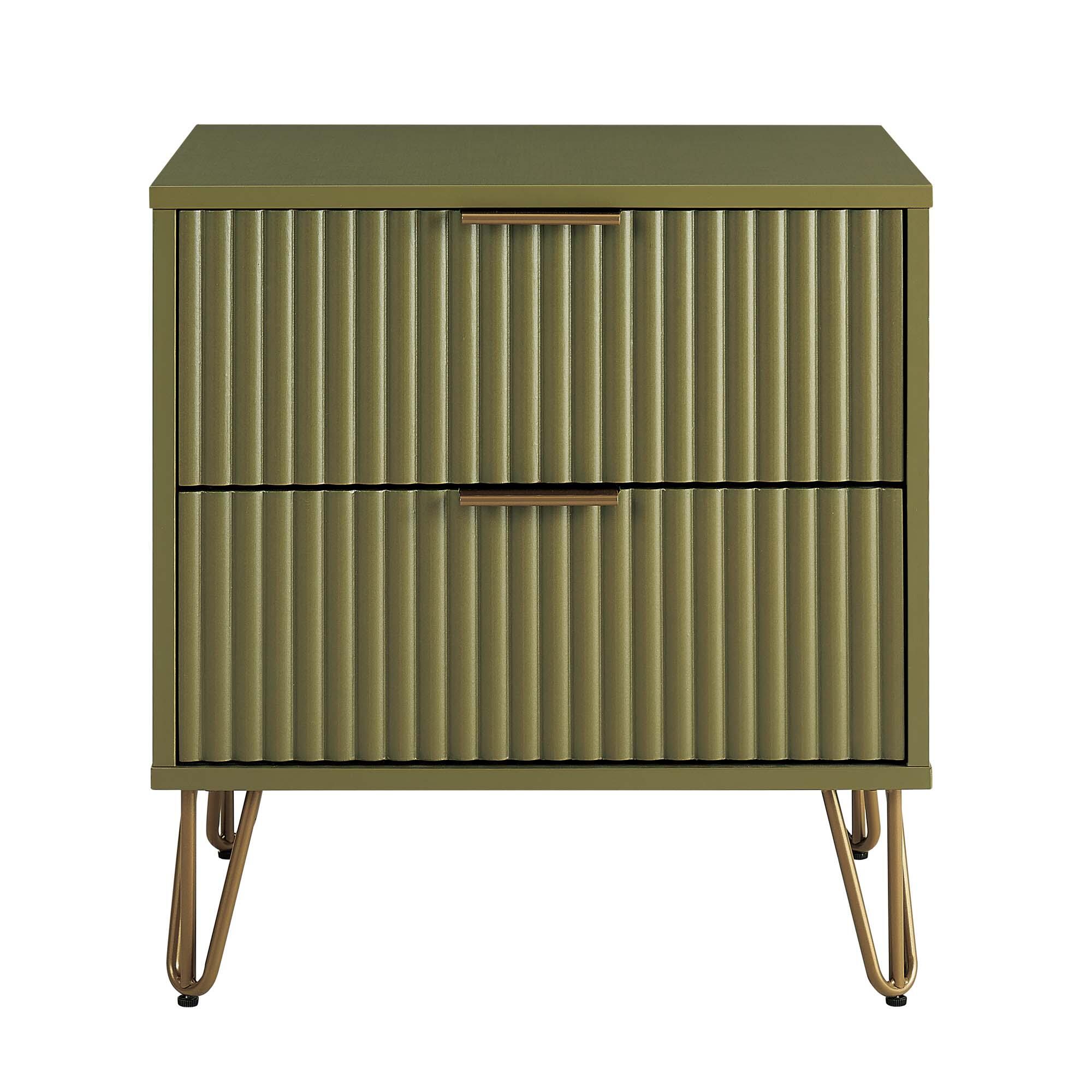 Manhattan Comfort DUMBO 20" 2 Drawer Nightstand, Olive Green, large