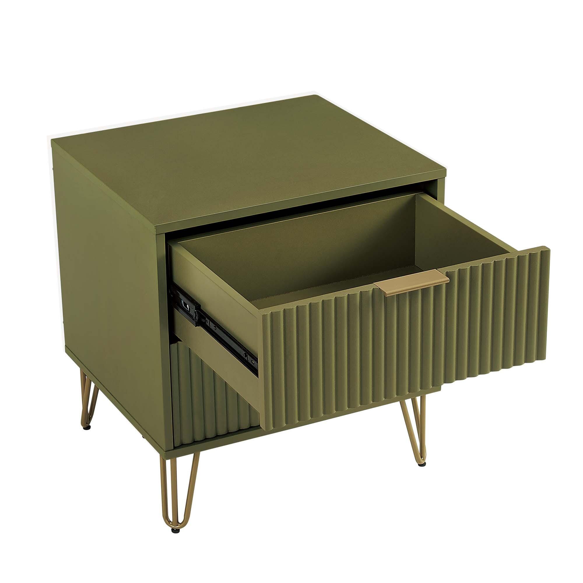 Manhattan Comfort DUMBO 20" 2 Drawer Nightstand, Olive Green, large