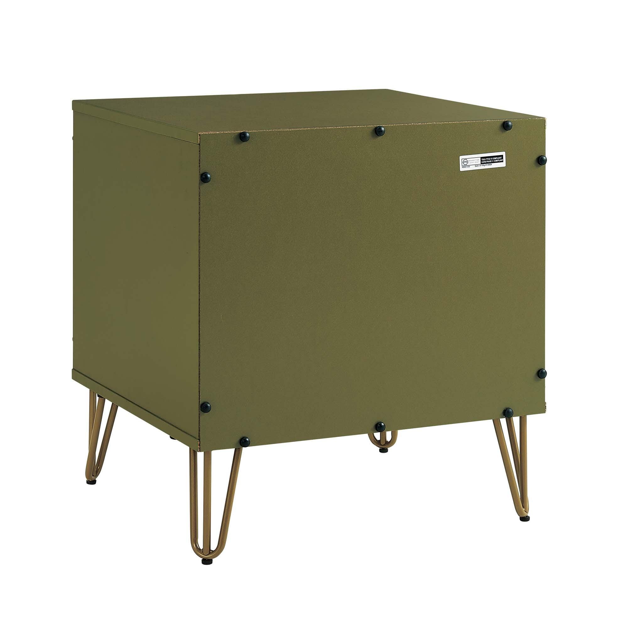 Manhattan Comfort DUMBO 20" 2 Drawer Nightstand, Olive Green, large