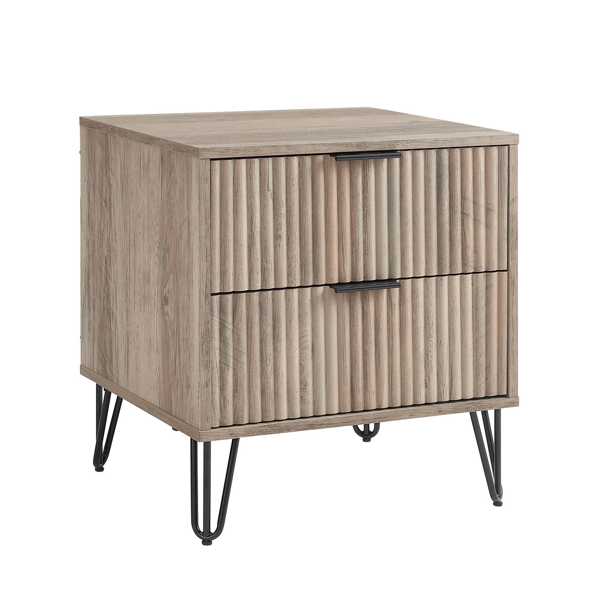 Manhattan Comfort DUMBO 20" 2 Drawer Nightstand, Rustic Gray, large