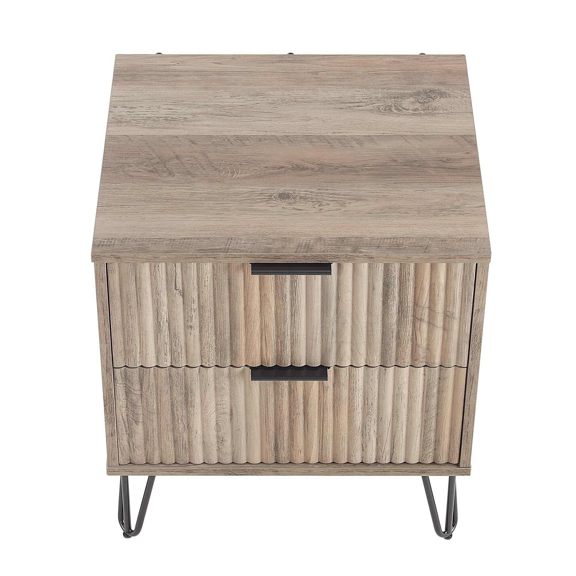 Manhattan Comfort DUMBO 20" 2 Drawer Nightstand, Rustic Gray, large