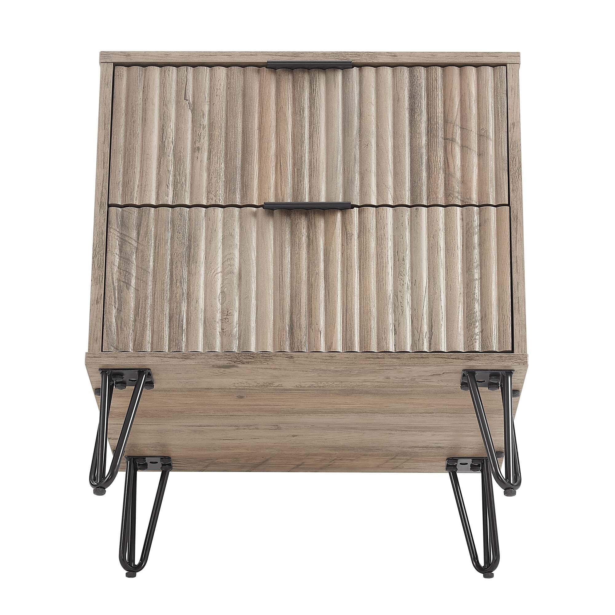 Manhattan Comfort DUMBO 20" 2 Drawer Nightstand, Rustic Gray, large