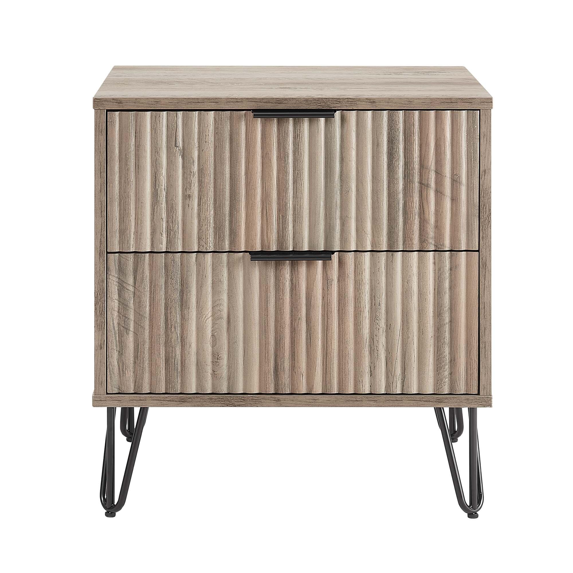 Manhattan Comfort DUMBO 20" 2 Drawer Nightstand, Rustic Gray, large