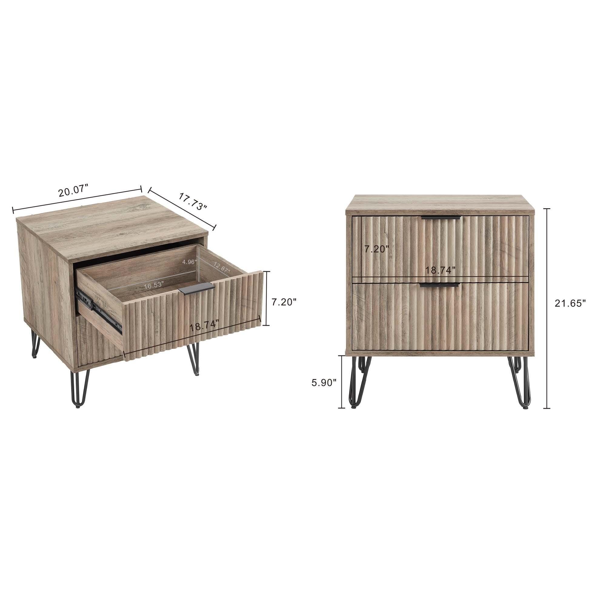 Manhattan Comfort DUMBO 20" 2 Drawer Nightstand, Rustic Gray, large