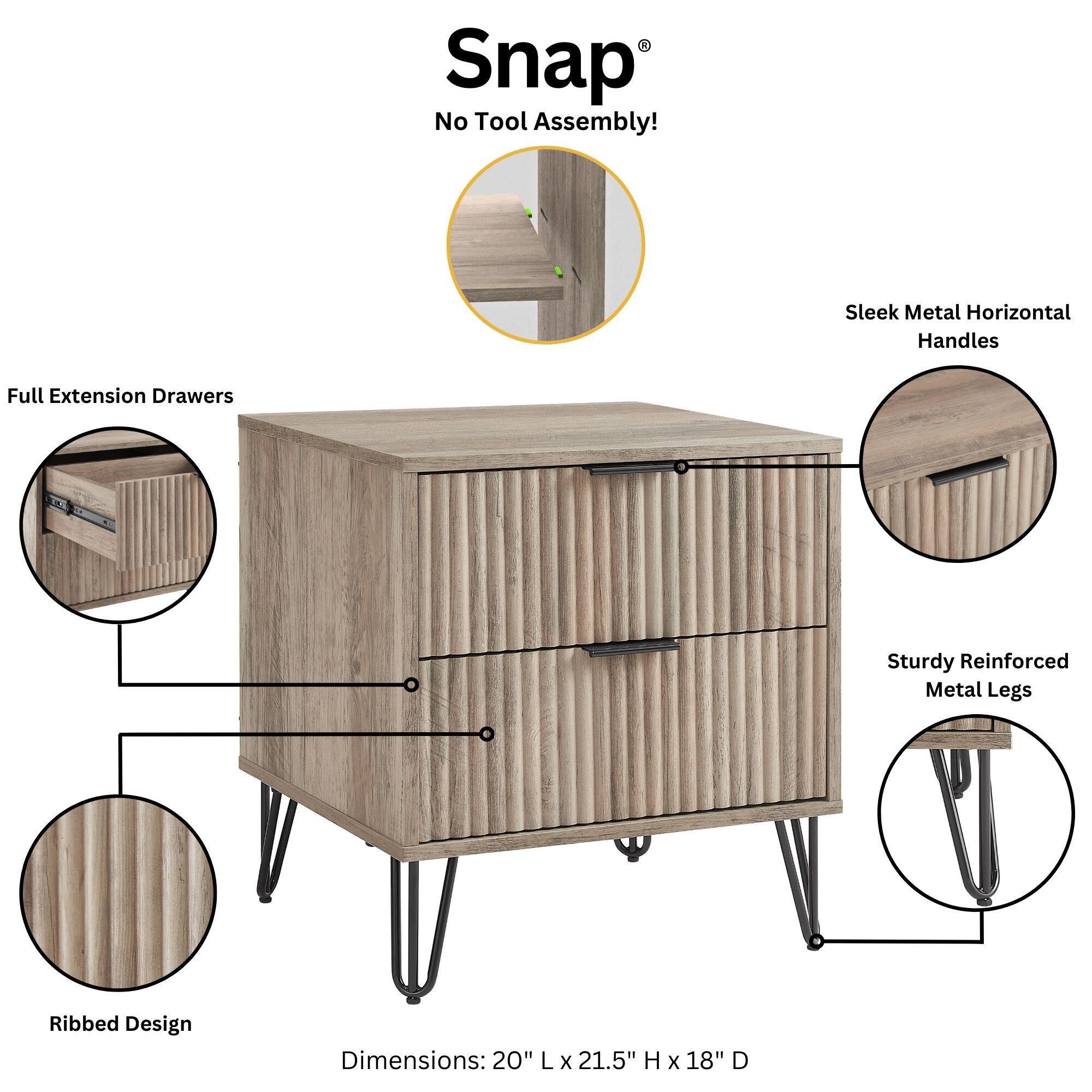 Manhattan Comfort DUMBO 20" 2 Drawer Nightstand, Rustic Gray, large