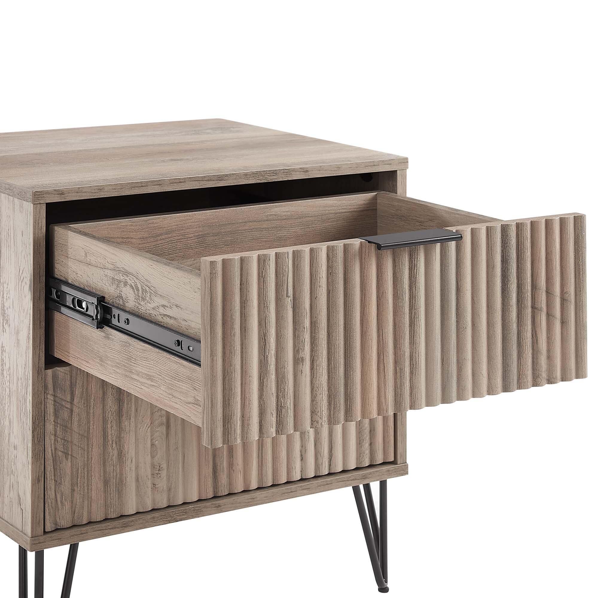 Manhattan Comfort DUMBO 20" 2 Drawer Nightstand, Rustic Gray, large