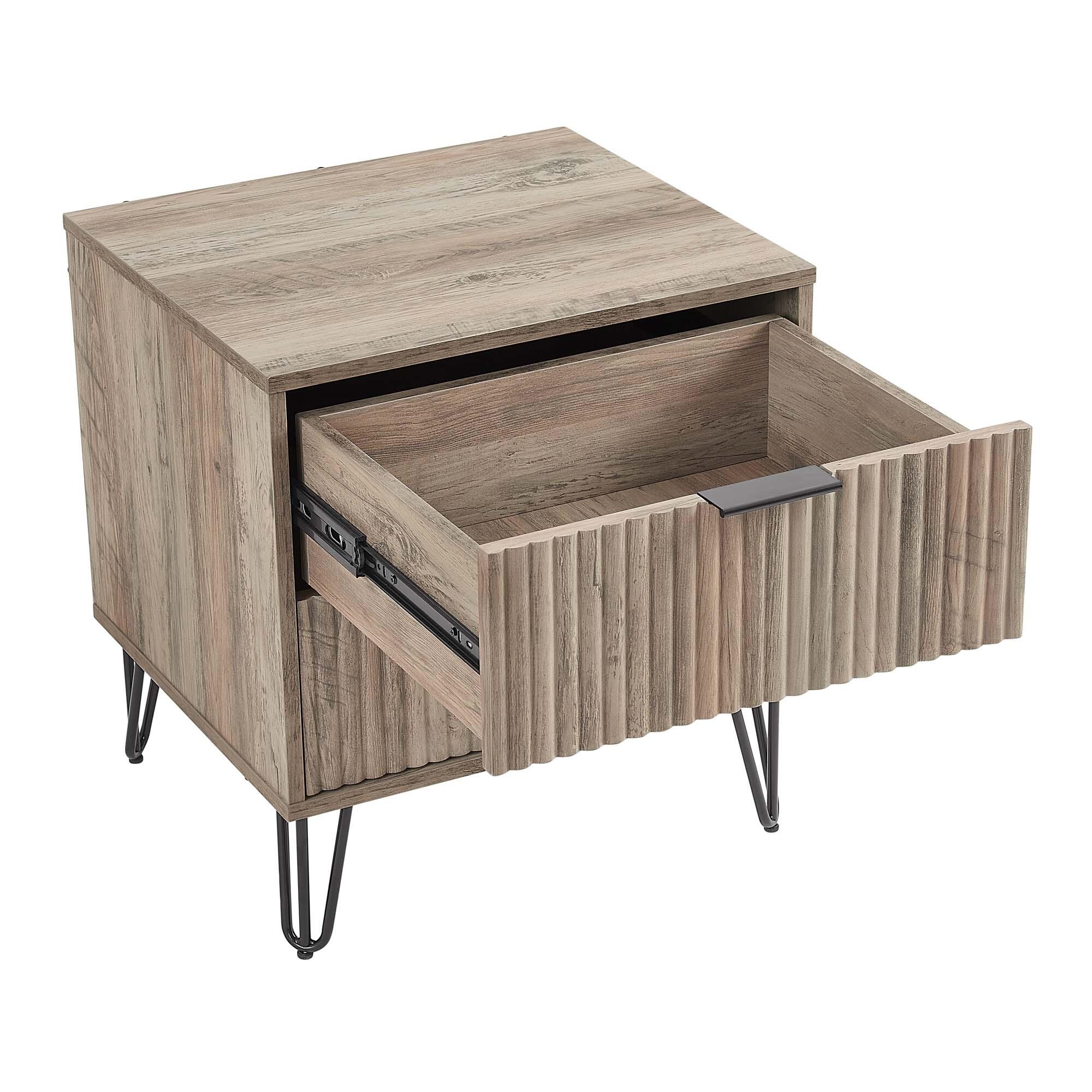 Manhattan Comfort DUMBO 20" 2 Drawer Nightstand, Rustic Gray, large