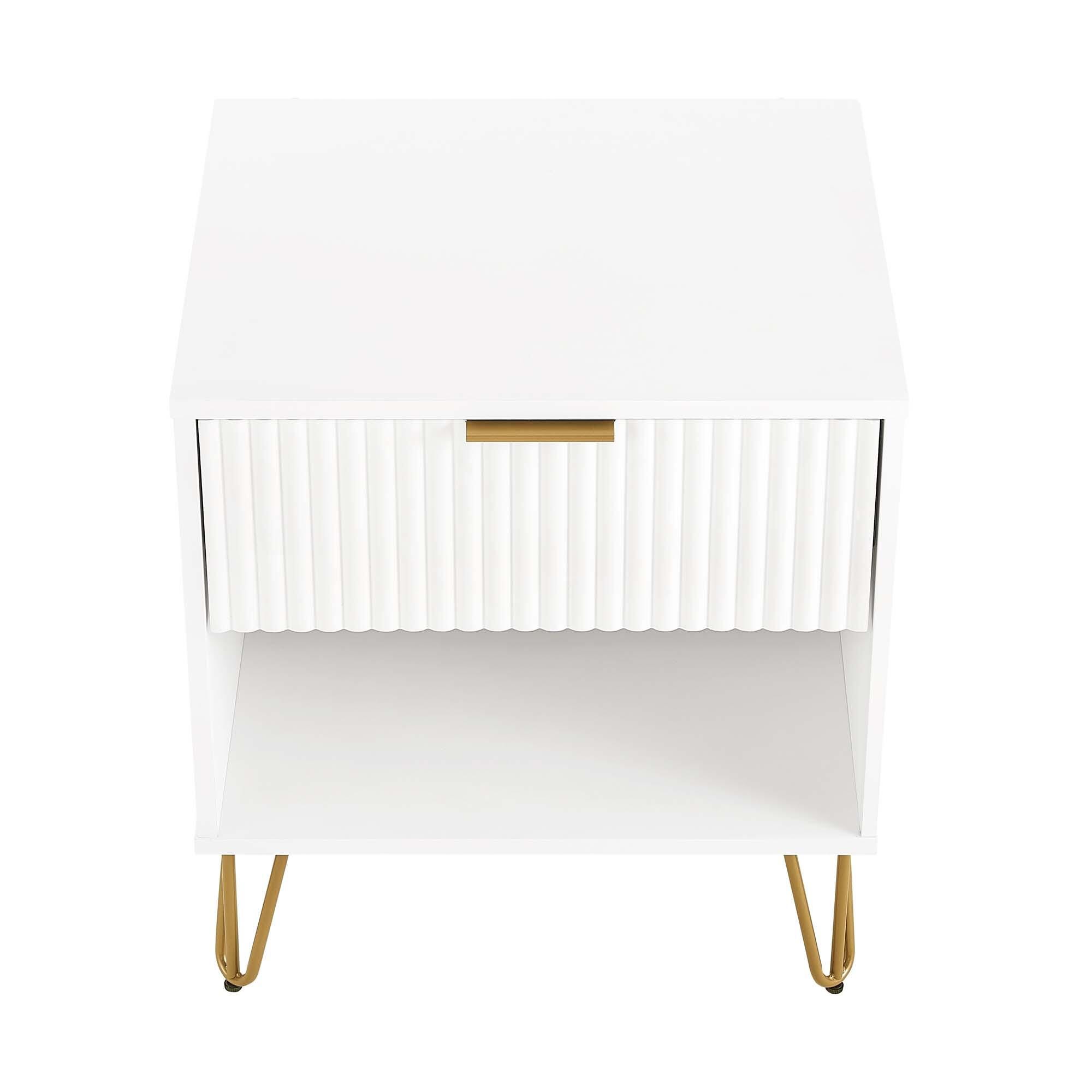 Manhattan Comfort DUMBO 20" 1 Drawer Nightstand, White, large
