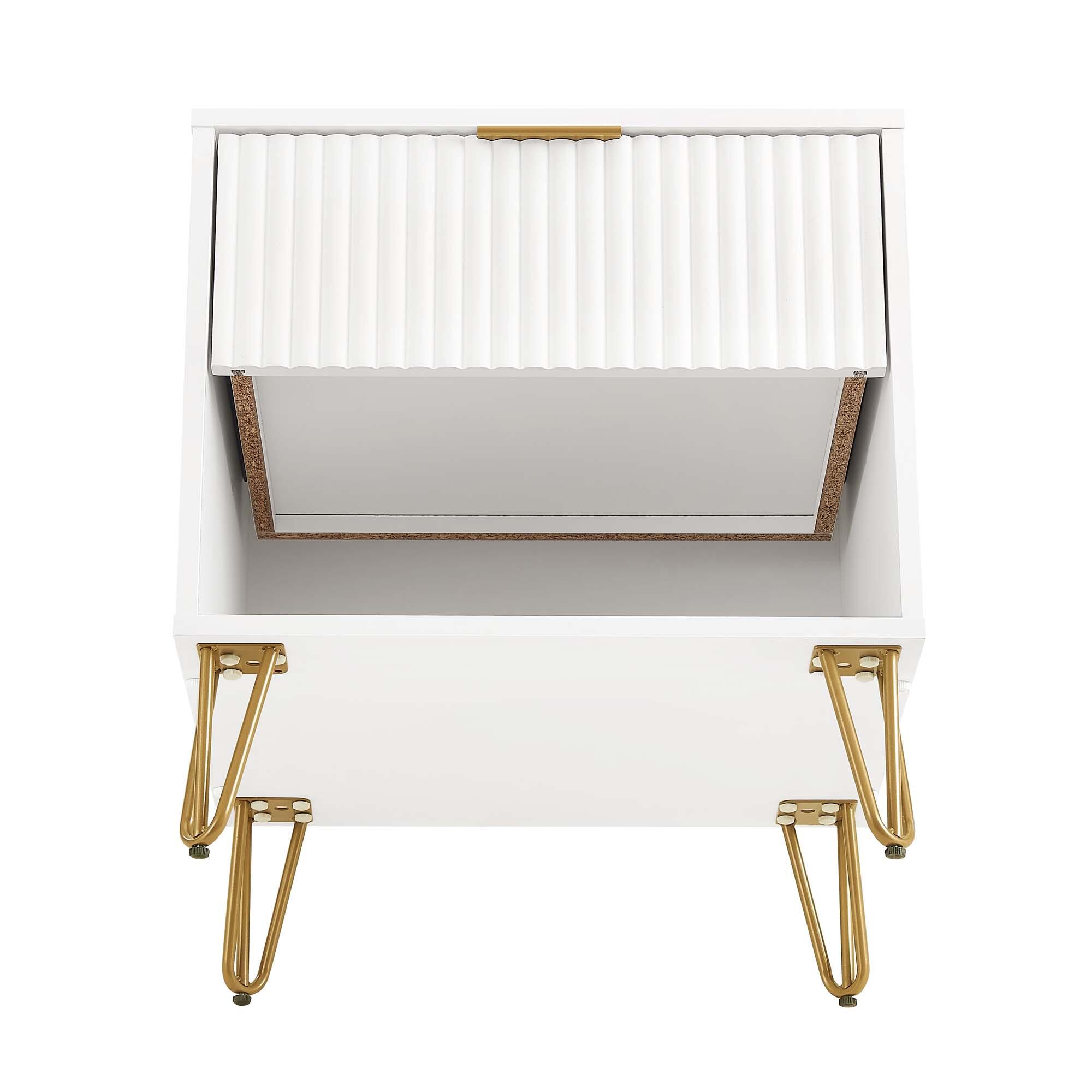 Manhattan Comfort DUMBO 20" 1 Drawer Nightstand, White, large