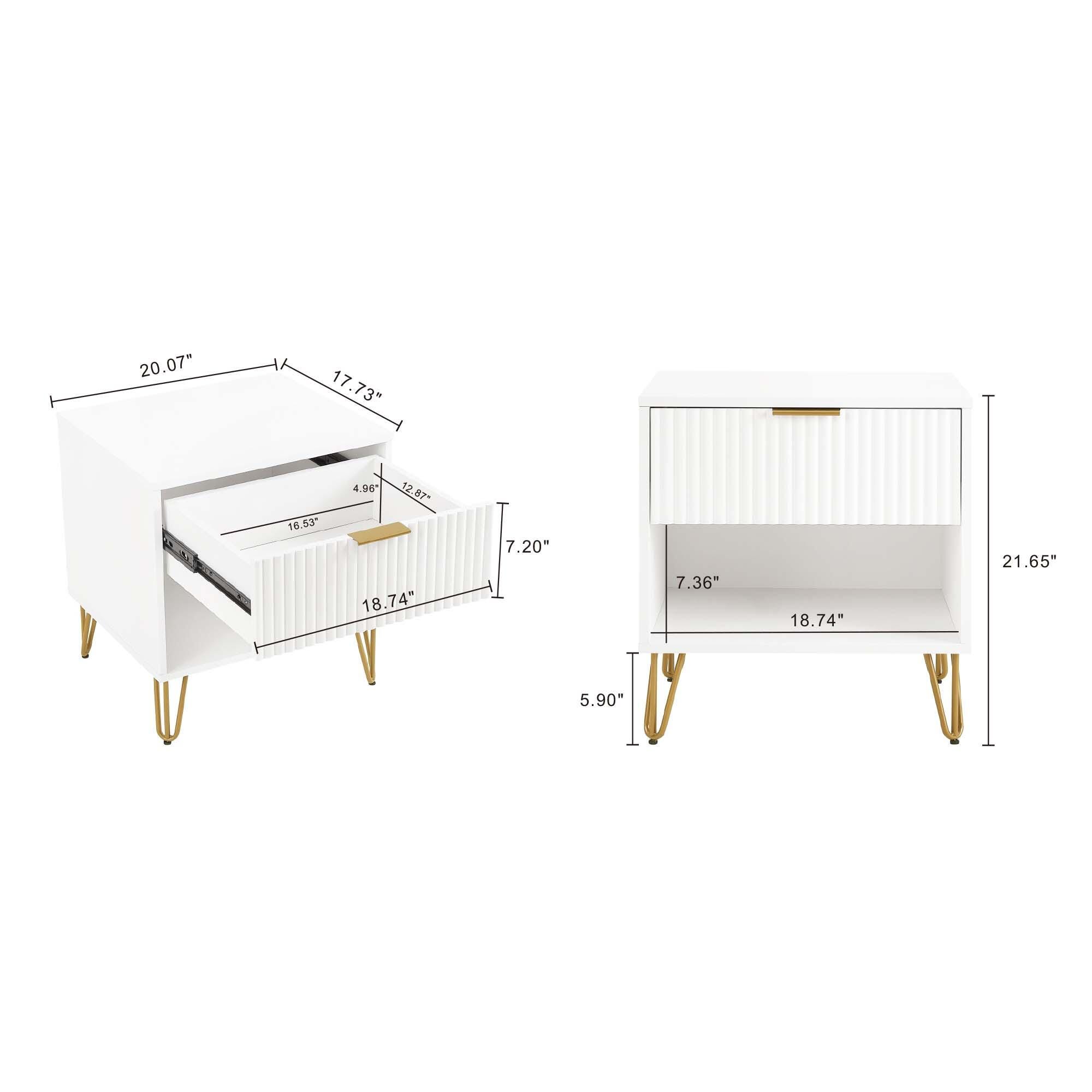 Manhattan Comfort DUMBO 20" 1 Drawer Nightstand, White, large