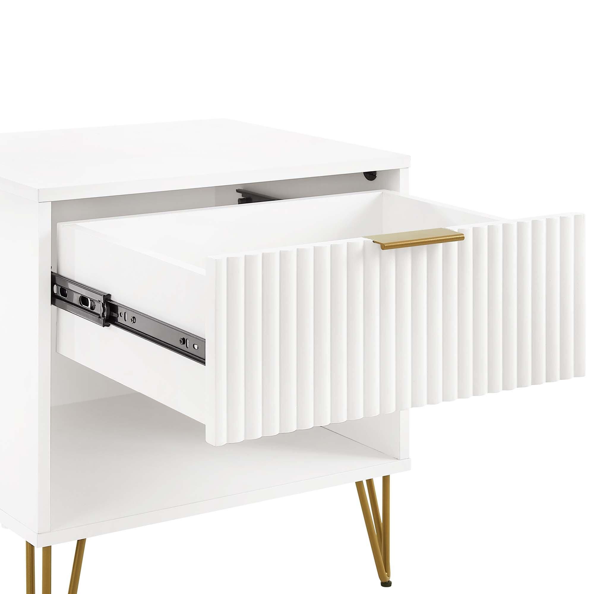 Manhattan Comfort DUMBO 20" 1 Drawer Nightstand, White, large