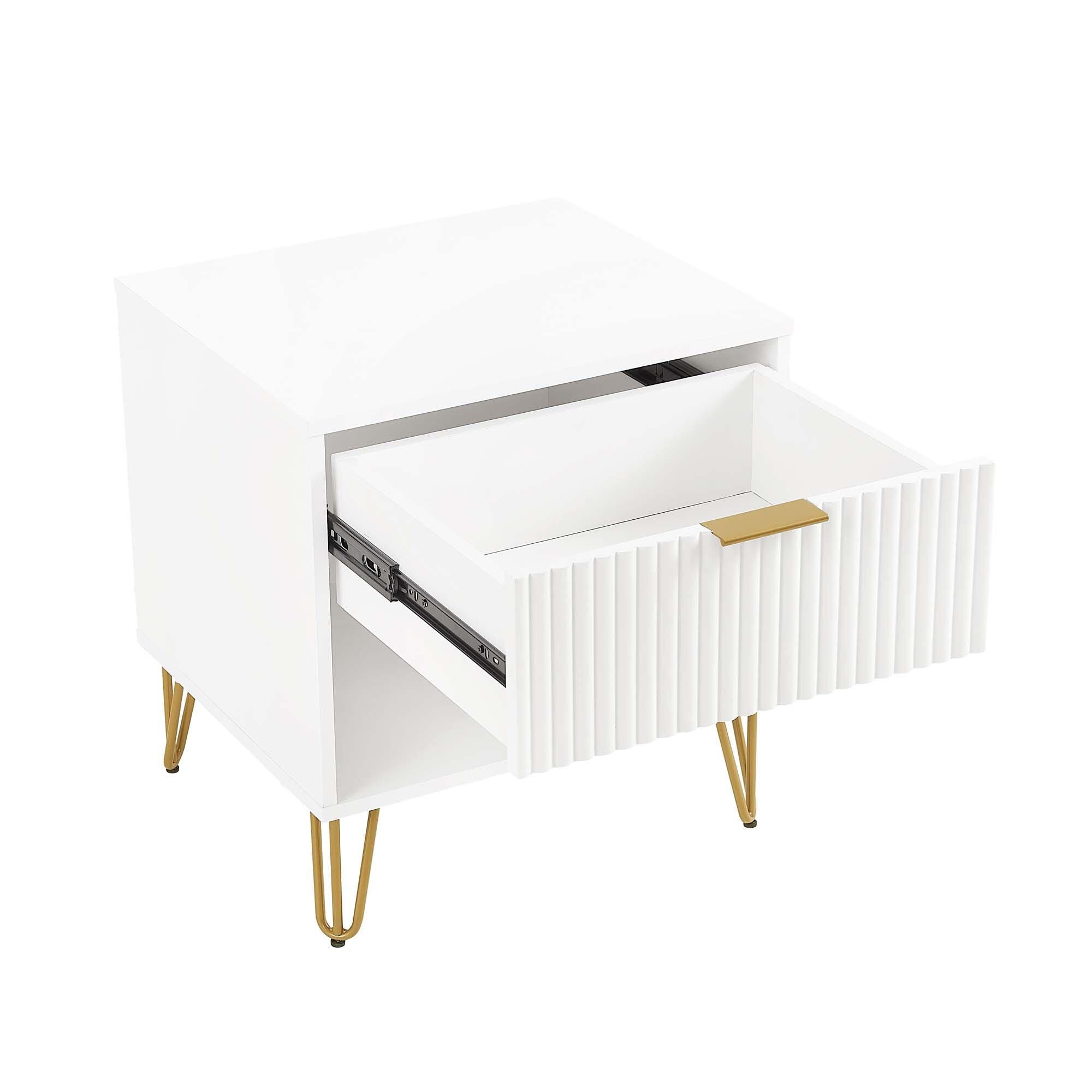 Manhattan Comfort DUMBO 20" 1 Drawer Nightstand, White, large