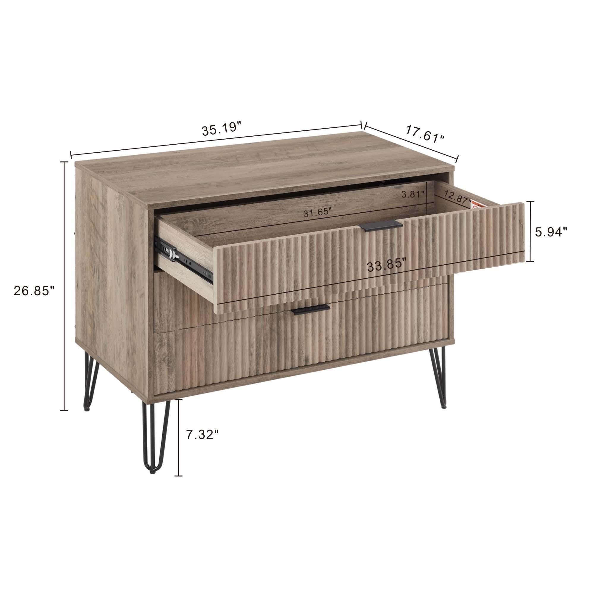 Manhattan Comfort DUMBO 35" 3 Drawer Dresser, Gray, large