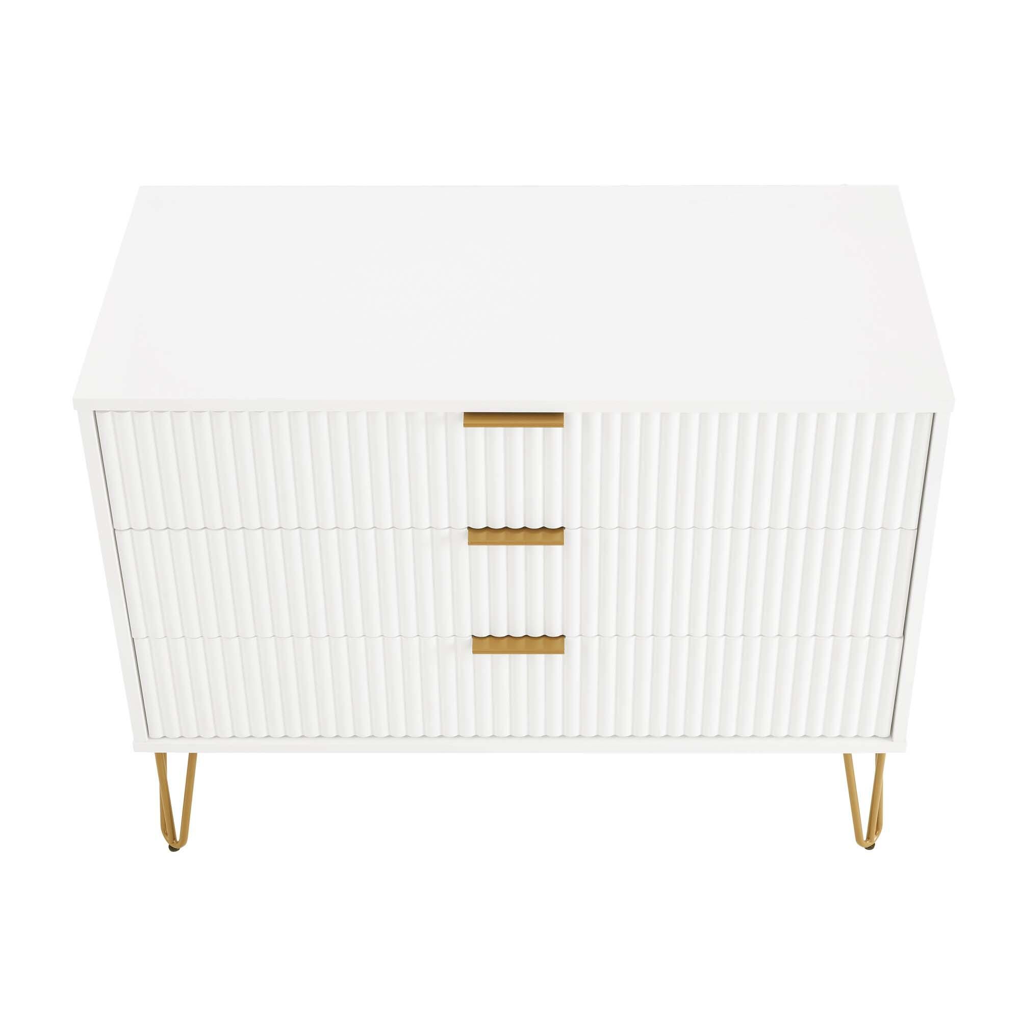 Manhattan Comfort DUMBO 35" 3 Drawer Dresser, White, large