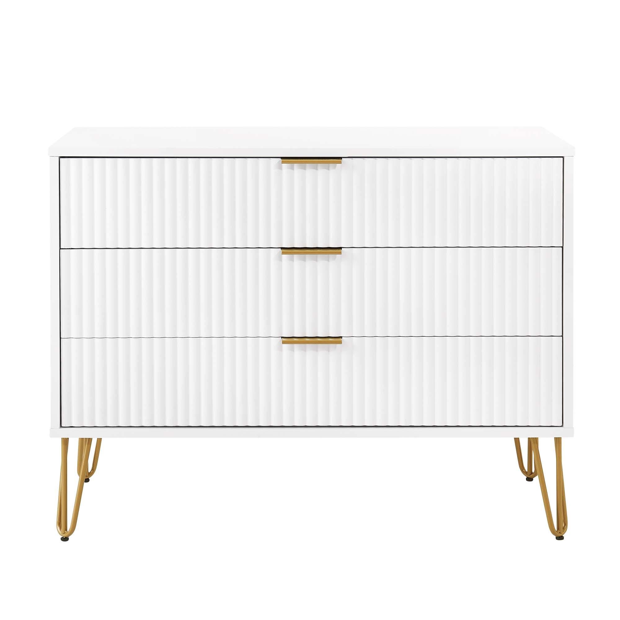 Manhattan Comfort DUMBO 35" 3 Drawer Dresser, White, large