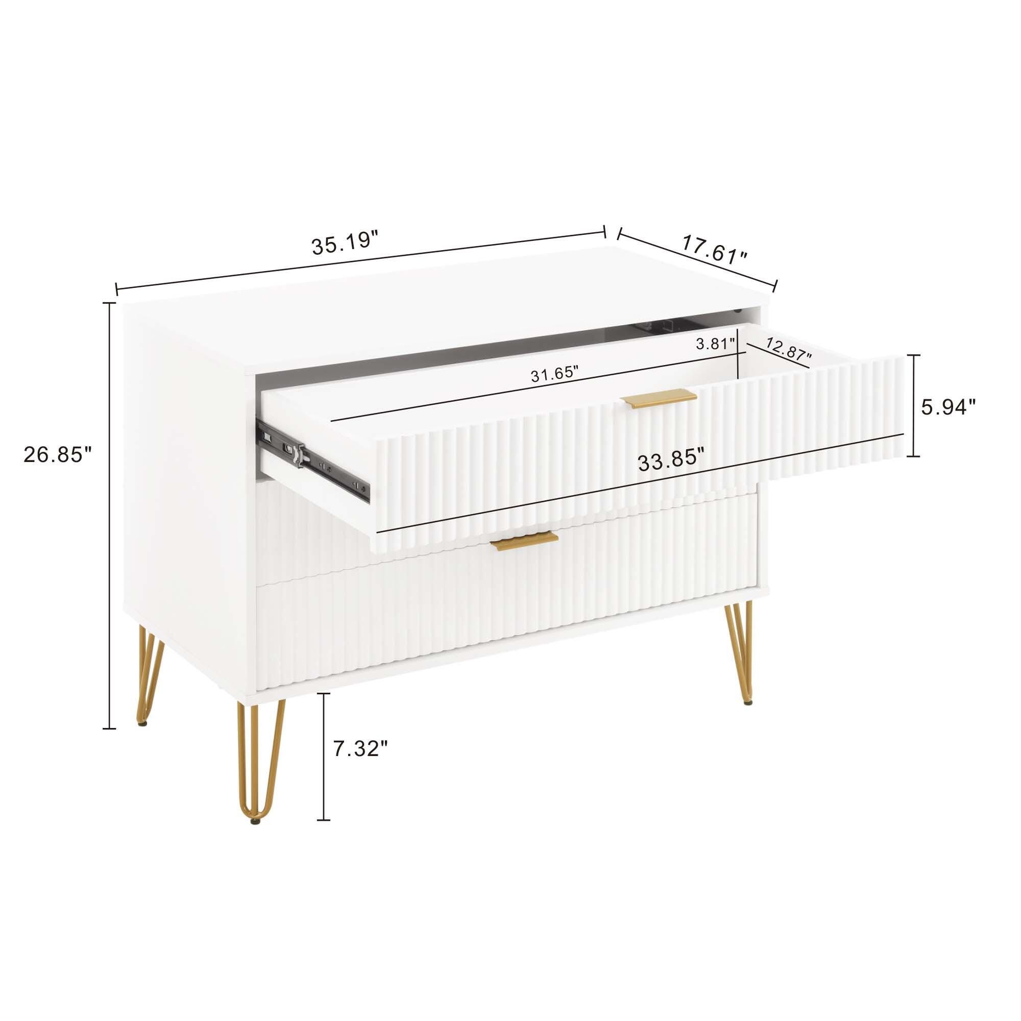 Manhattan Comfort DUMBO 35" 3 Drawer Dresser, White, large