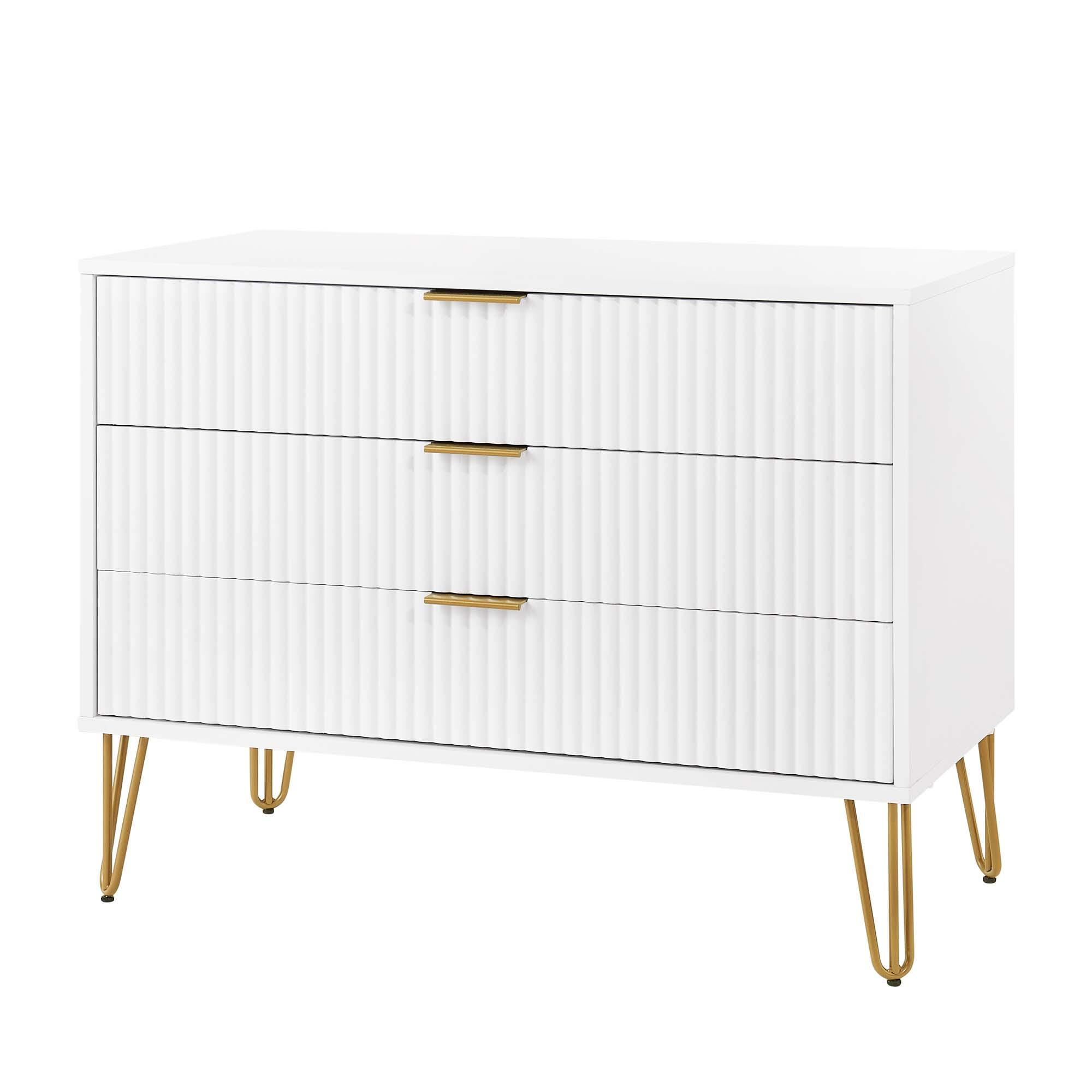 Manhattan Comfort DUMBO 35" 3 Drawer Dresser, White, large