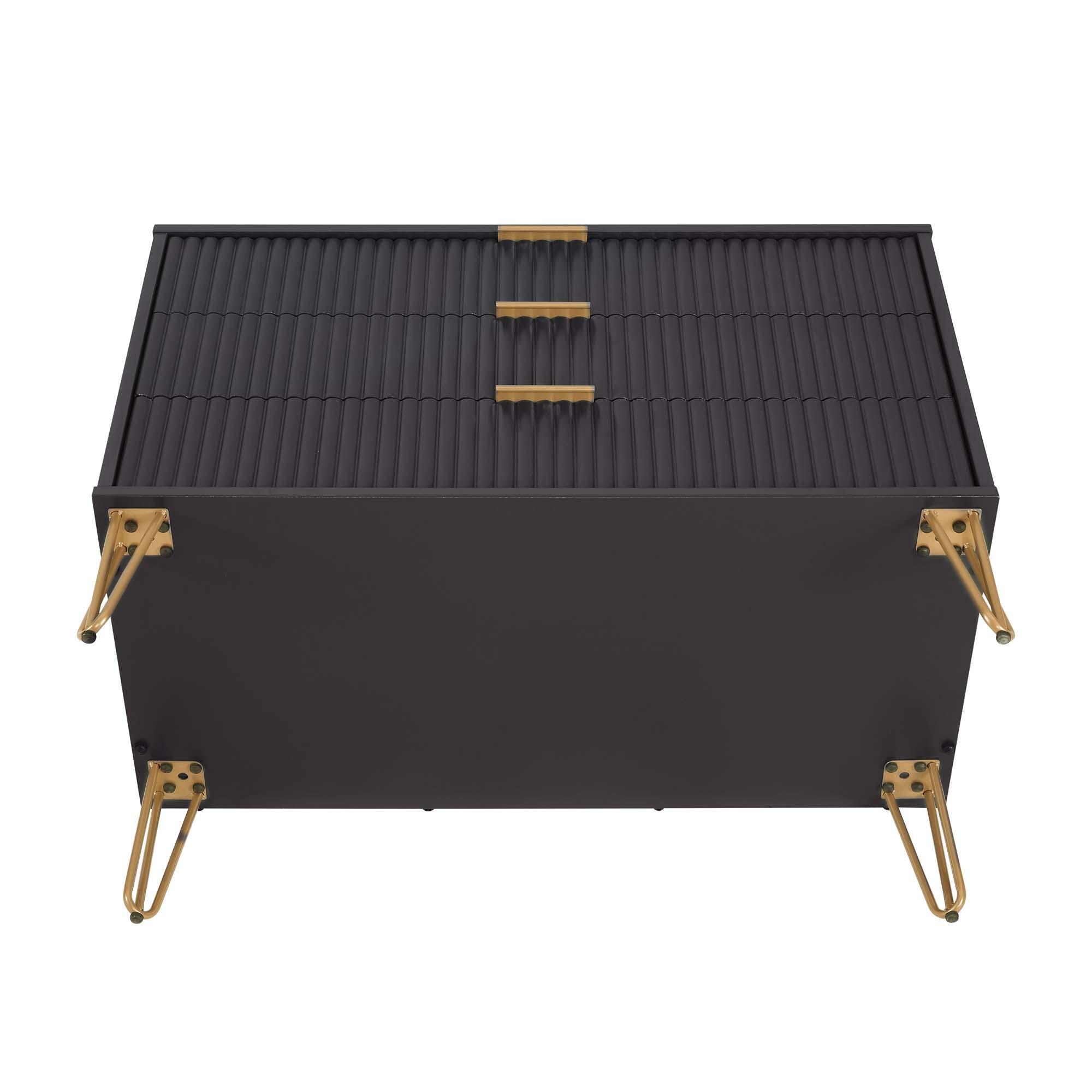 Manhattan Comfort DUMBO 35" 3 Drawer Dresser, Black, large