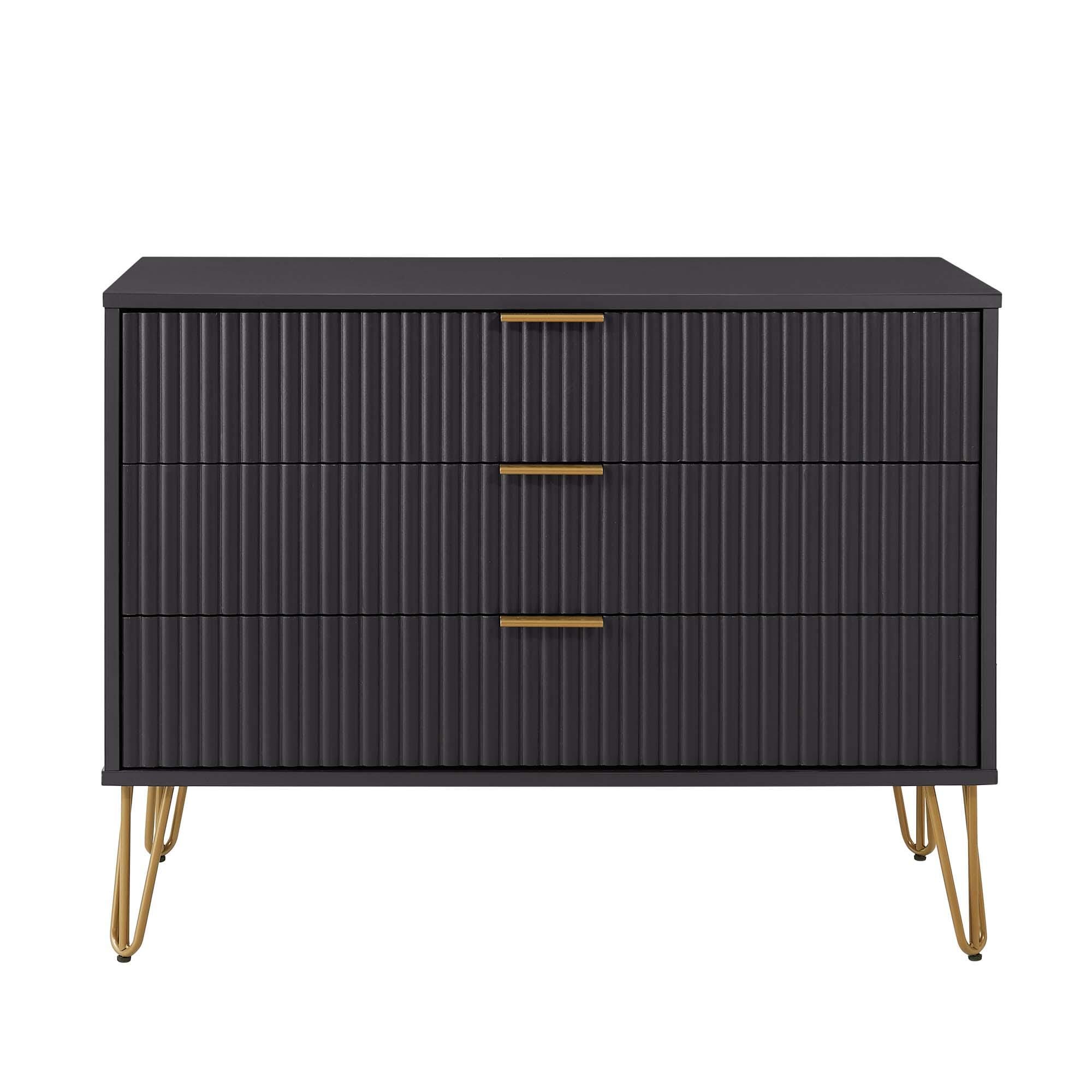 Manhattan Comfort DUMBO 35" 3 Drawer Dresser, Black, large