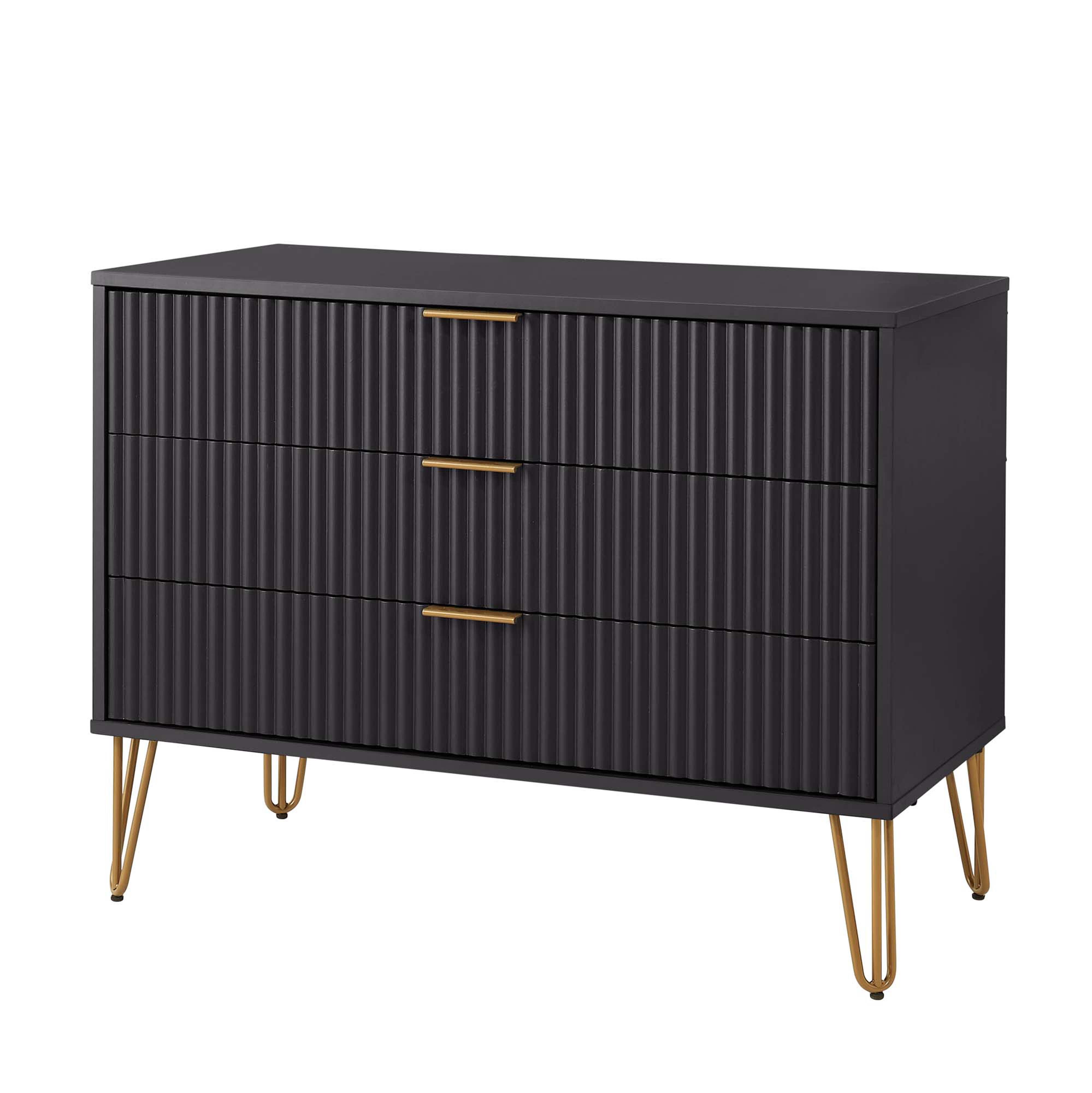 Manhattan Comfort DUMBO 35" 3 Drawer Dresser, Black, large