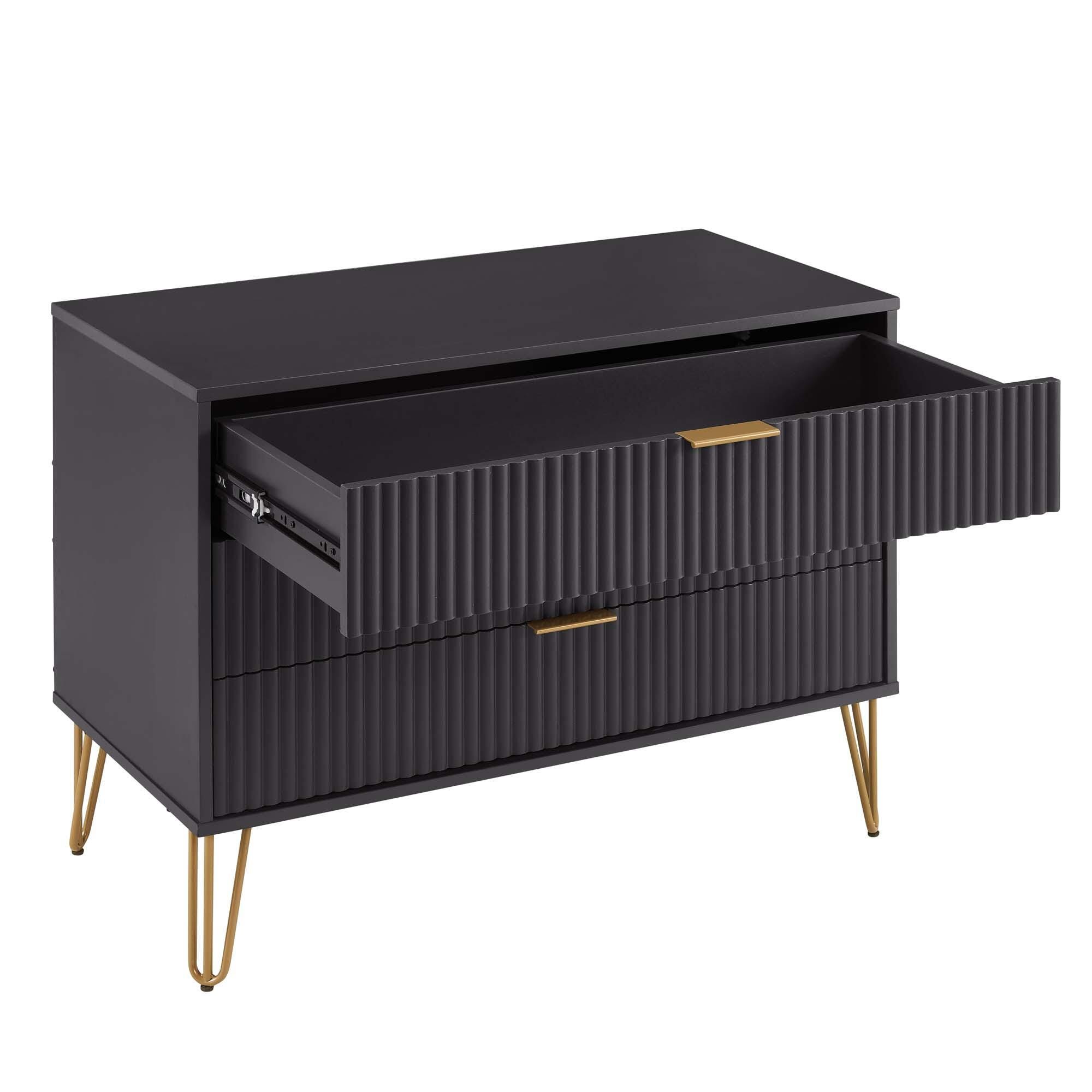 Manhattan Comfort DUMBO 35" 3 Drawer Dresser, Black, large