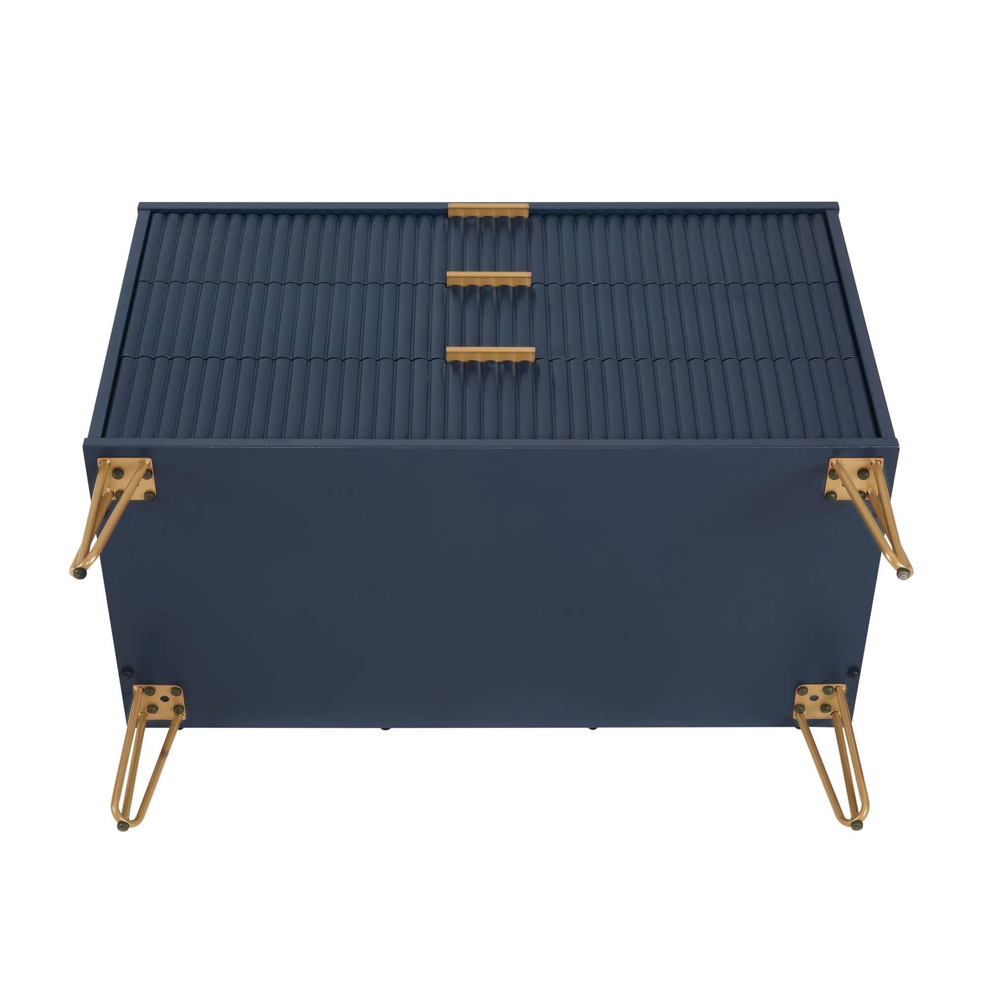 Manhattan Comfort DUMBO 35" 3 Drawer Dresser, Midnight Blue, large