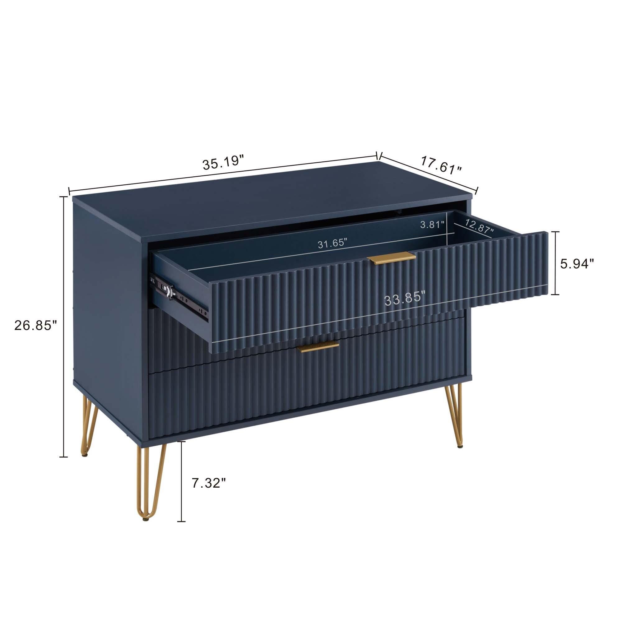 Manhattan Comfort DUMBO 35" 3 Drawer Dresser, Midnight Blue, large