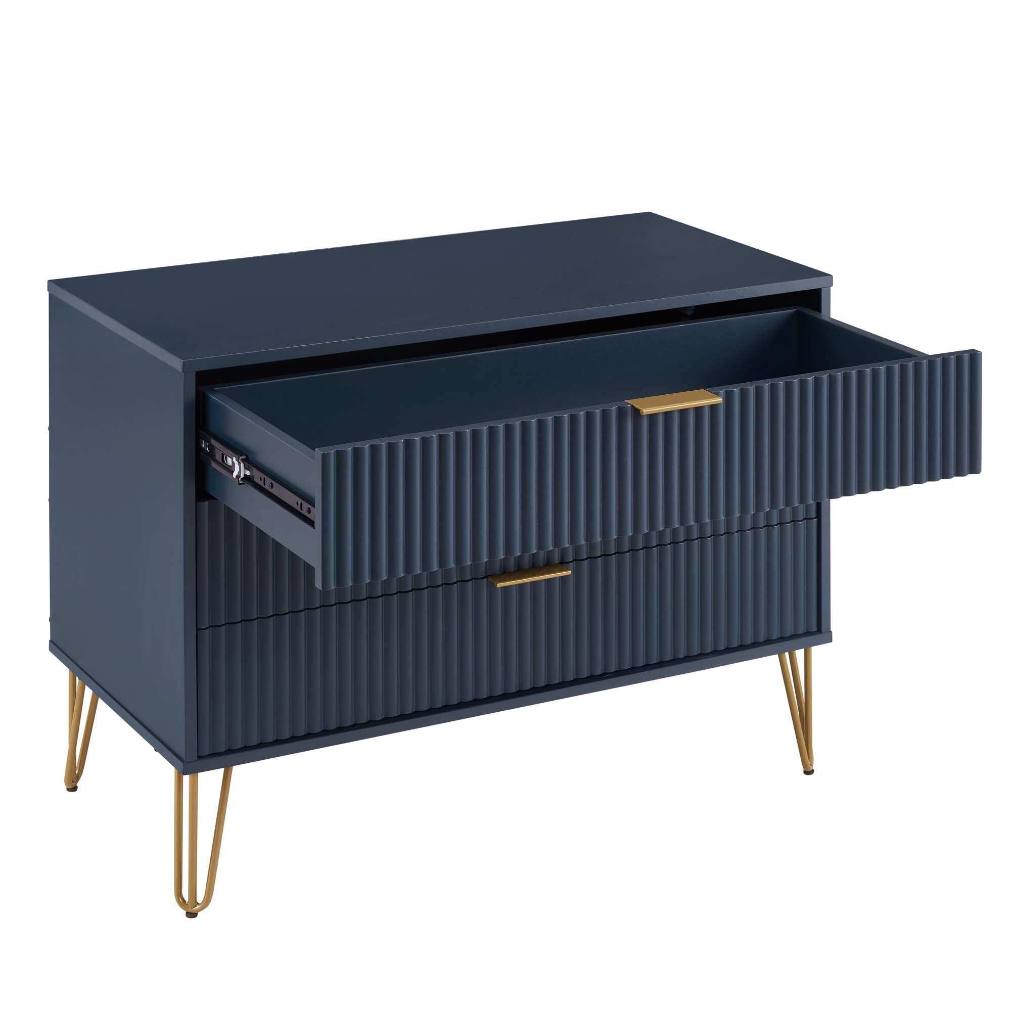 Manhattan Comfort DUMBO 35" 3 Drawer Dresser, Midnight Blue, large