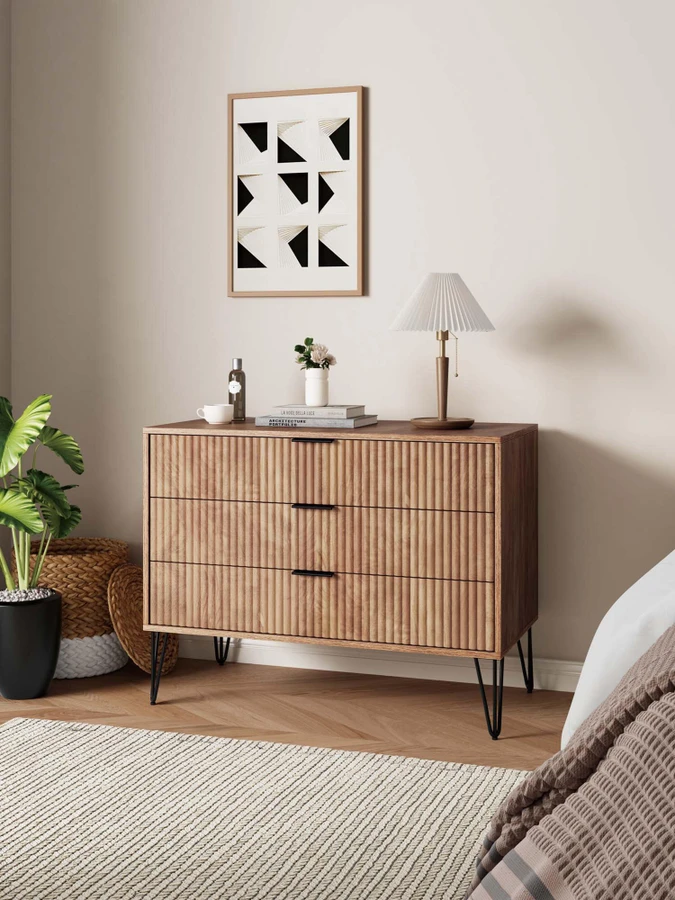 Manhattan Comfort Dumbo 3 Drawer Dresser - Golden Brown Manhattan Comfort Dumbo 3 Drawer Dresser - Golden Brown